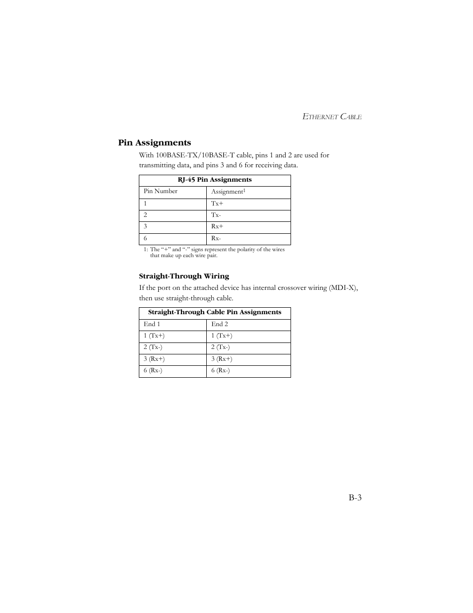 Pin assignments, B-3 pin assignments | SMC Networks SMC7908VoWBRA User Manual | Page 128 / 137