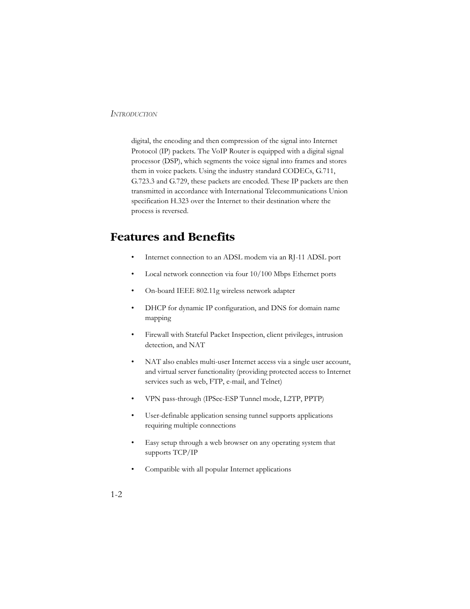 Features and benefits, Features and benefits -2 | SMC Networks SMC7908VoWBRA User Manual | Page 14 / 137