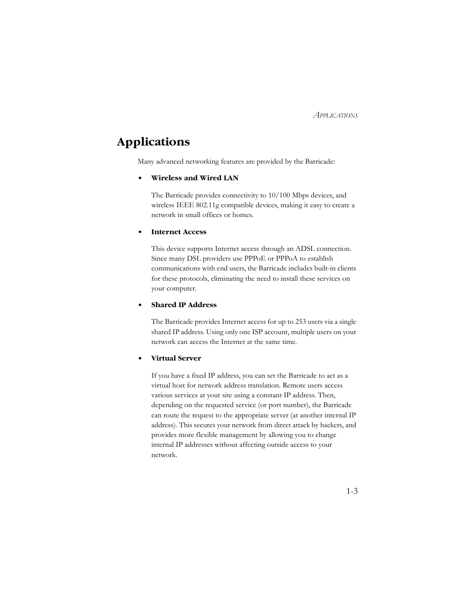 Applications, Applications -3 | SMC Networks SMC7908VoWBRA User Manual | Page 15 / 137