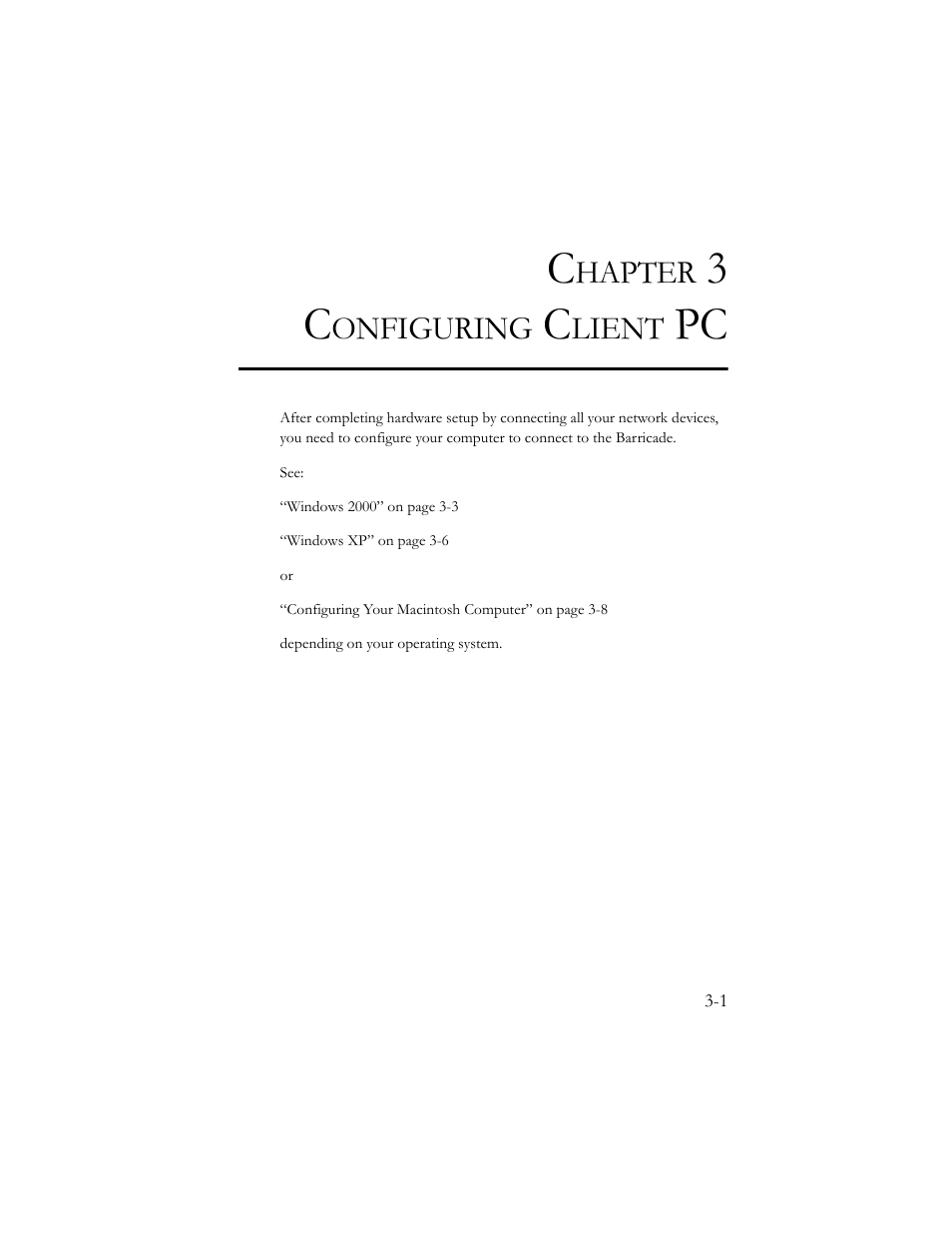 Chapter 3 configuring client pc, Configuring client pc -1, Hapter | Onfiguring, Lient | SMC Networks SMC7908VoWBRA User Manual | Page 25 / 137