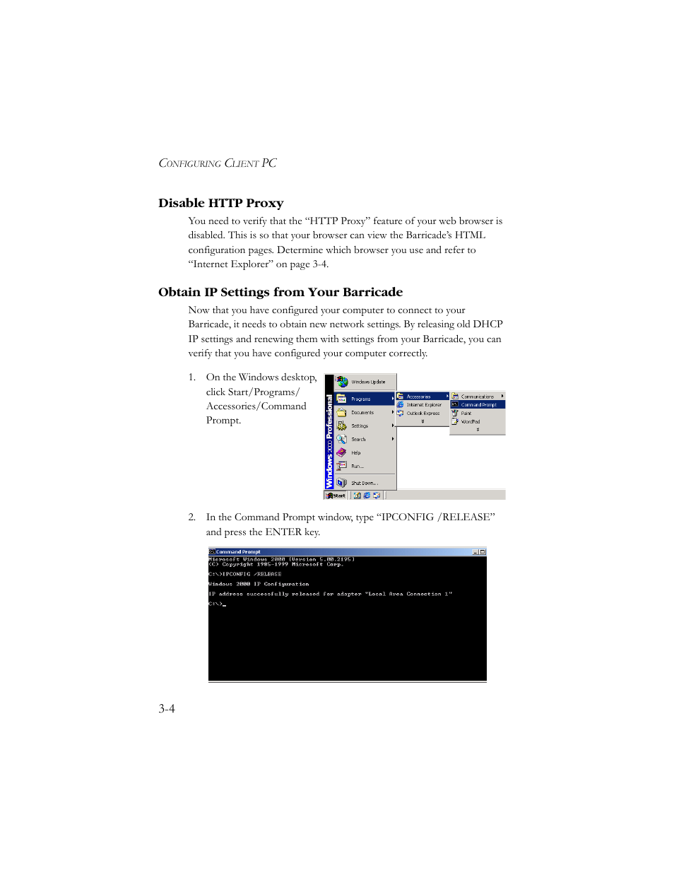 Disable http proxy, Obtain ip settings from your barricade | SMC Networks SMC7908VoWBRA User Manual | Page 28 / 137