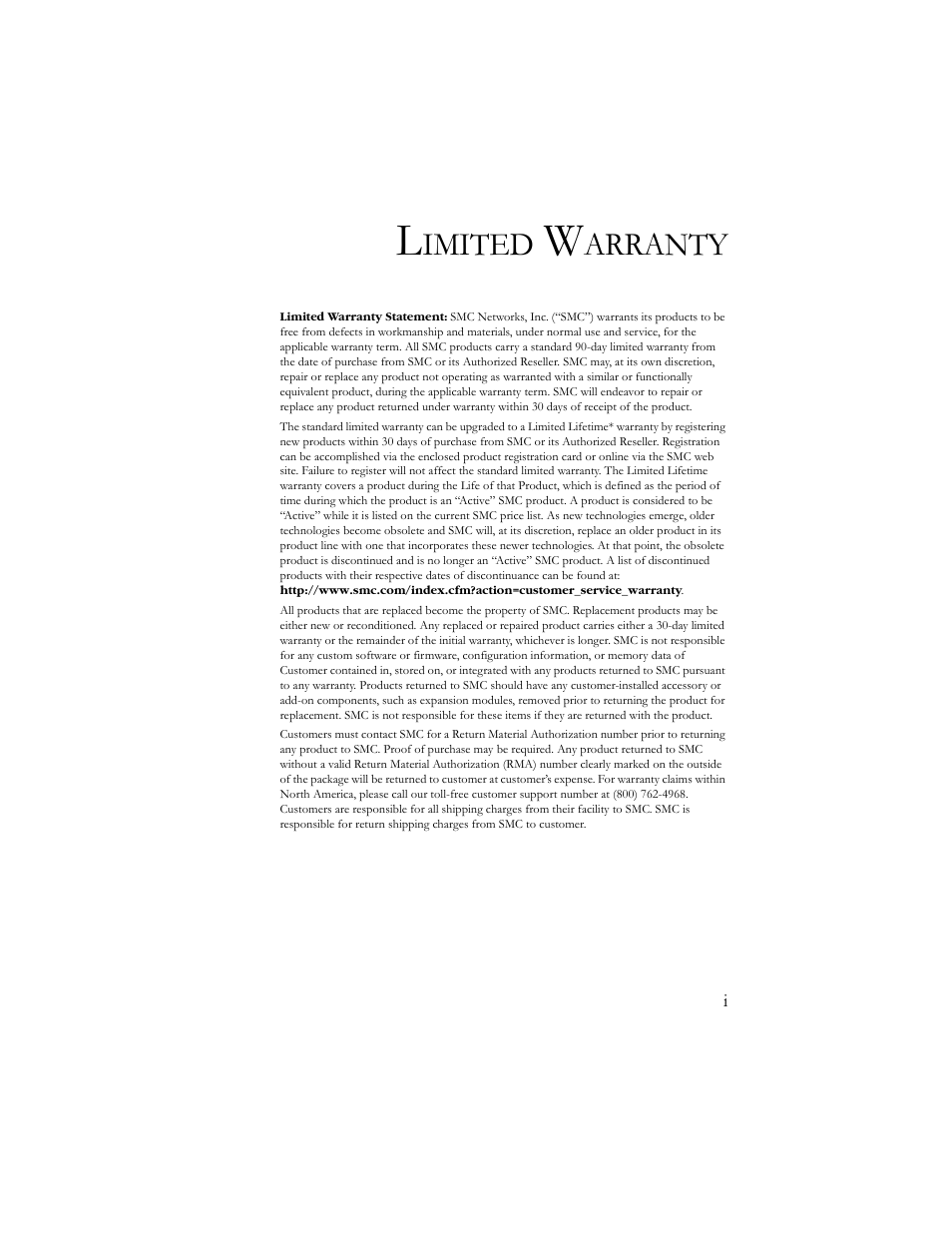 Imited, Arranty | SMC Networks SMC7908VoWBRA User Manual | Page 4 / 137
