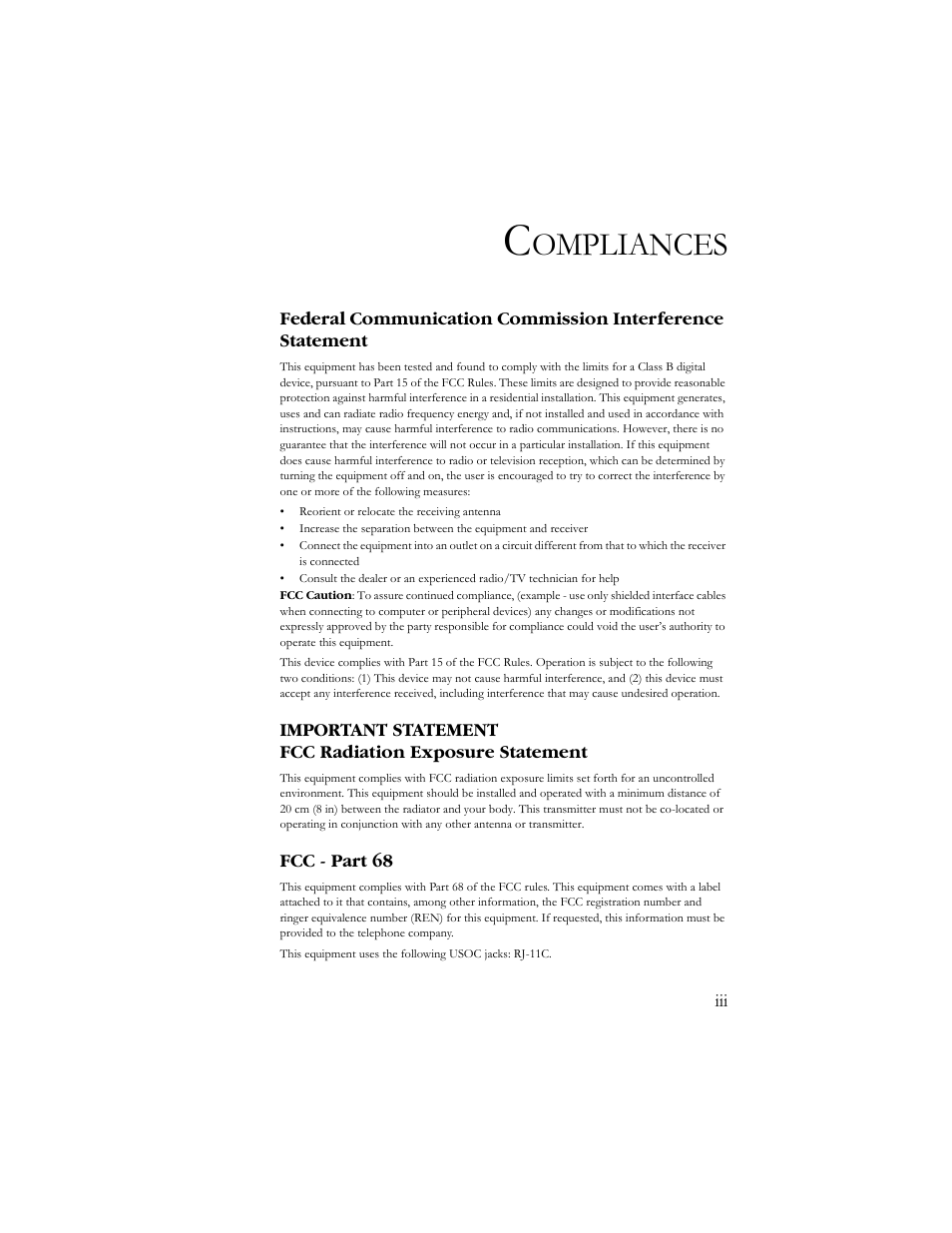 Ompliances | SMC Networks SMC7908VoWBRA User Manual | Page 6 / 137