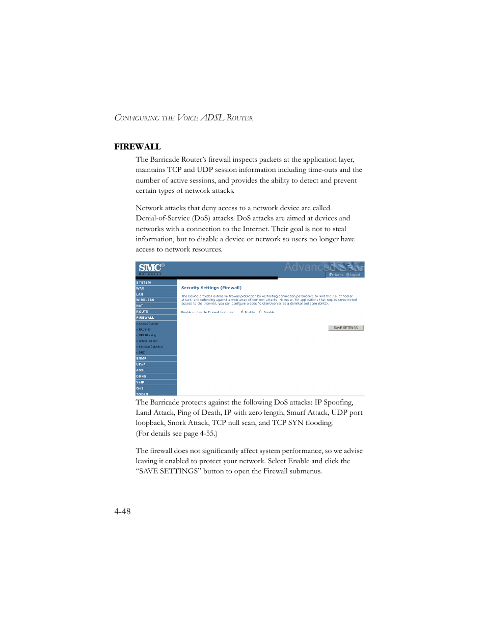 Firewall, Firewall -48 | SMC Networks SMC7908VoWBRA User Manual | Page 82 / 137