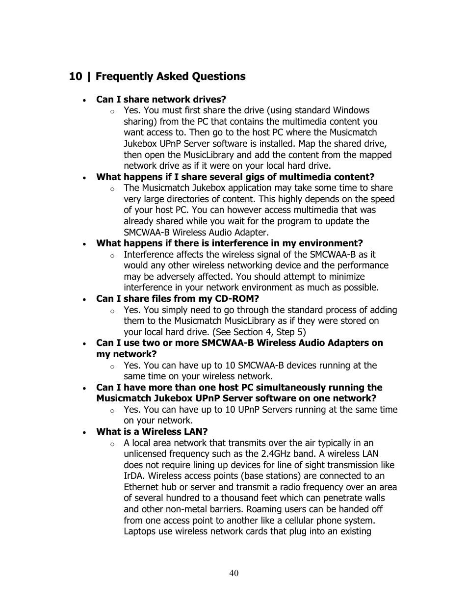 10 | frequently asked questions | SMC Networks SMCWAA-B User Manual | Page 41 / 51