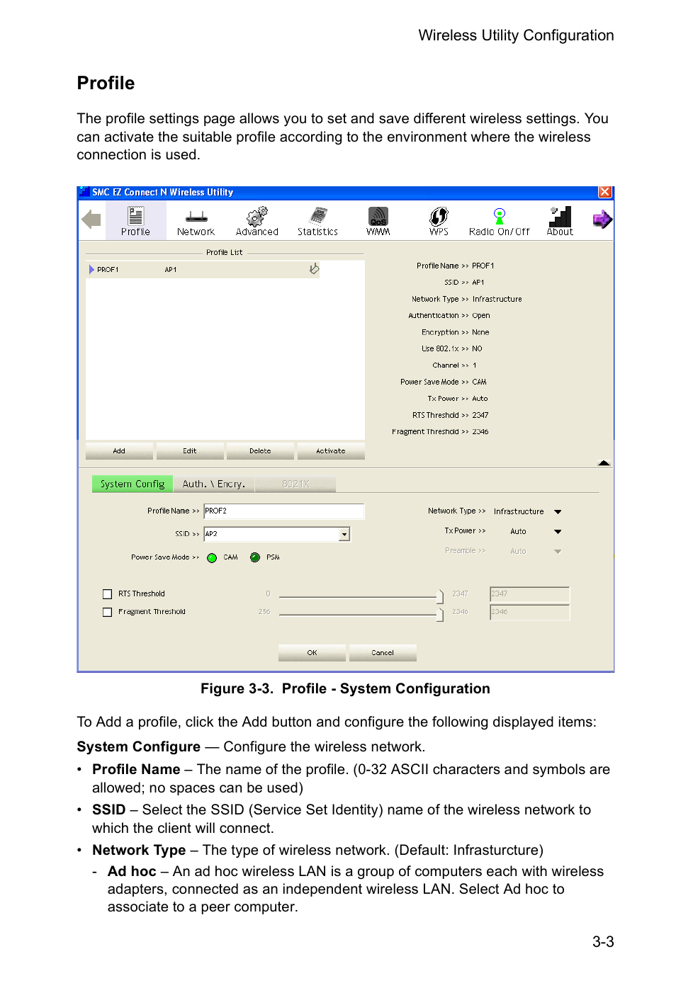 Profile, Profile 3-3 | SMC Networks SMCWUSBS-N User Manual | Page 27 / 64