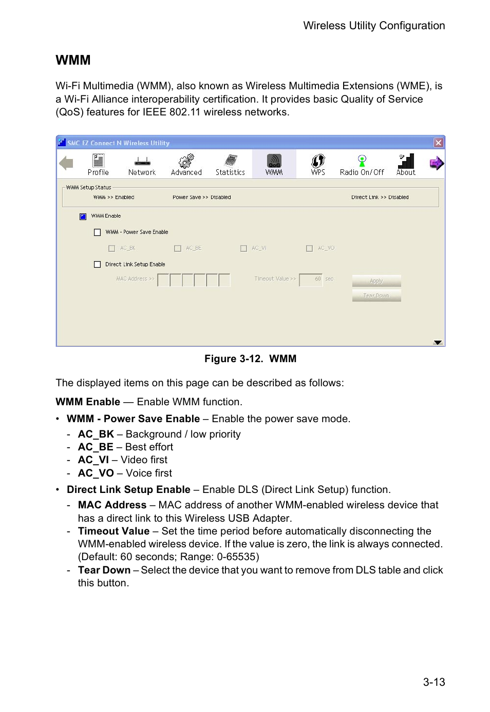 Wmm 3-13 | SMC Networks SMCWUSBS-N User Manual | Page 37 / 64