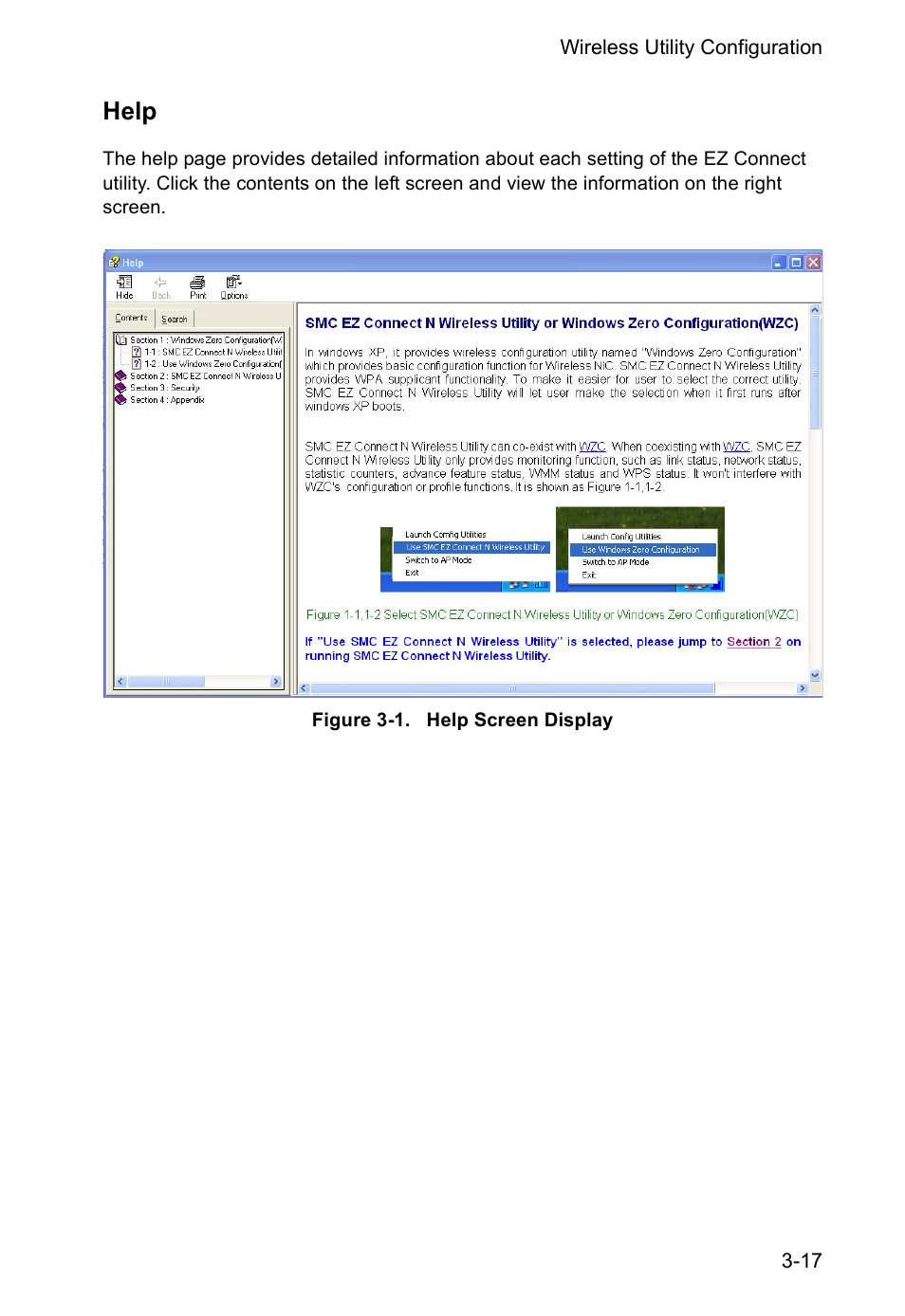 Help, Help 3-17 | SMC Networks SMCWUSBS-N User Manual | Page 41 / 64