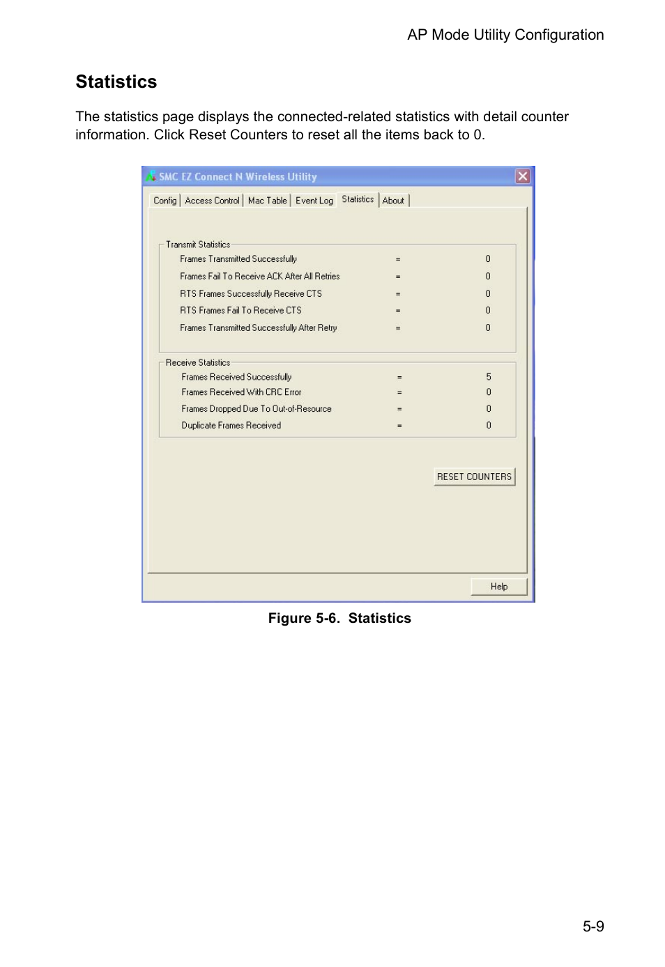 Statistics, Statistics 5-9 | SMC Networks SMCWUSBS-N User Manual | Page 53 / 64