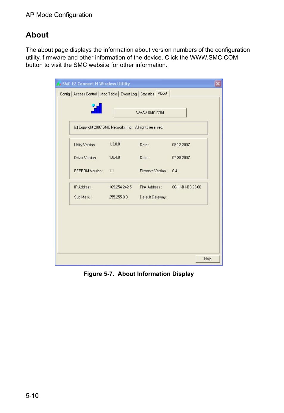 About, About 5-10 | SMC Networks SMCWUSBS-N User Manual | Page 54 / 64