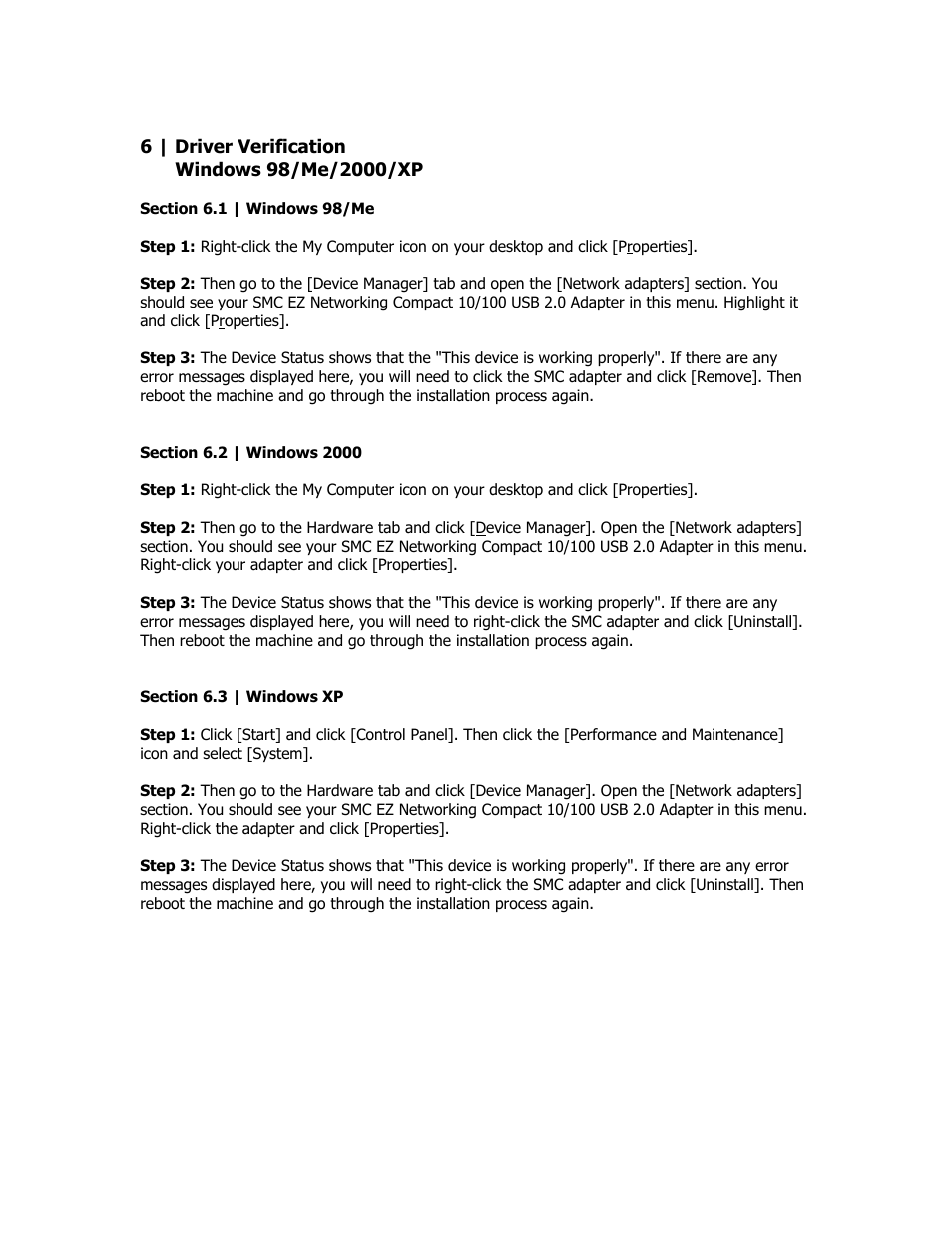 Driver verification | SMC Networks EZ Networking SMC2209USB/ETH User Manual | Page 10 / 17