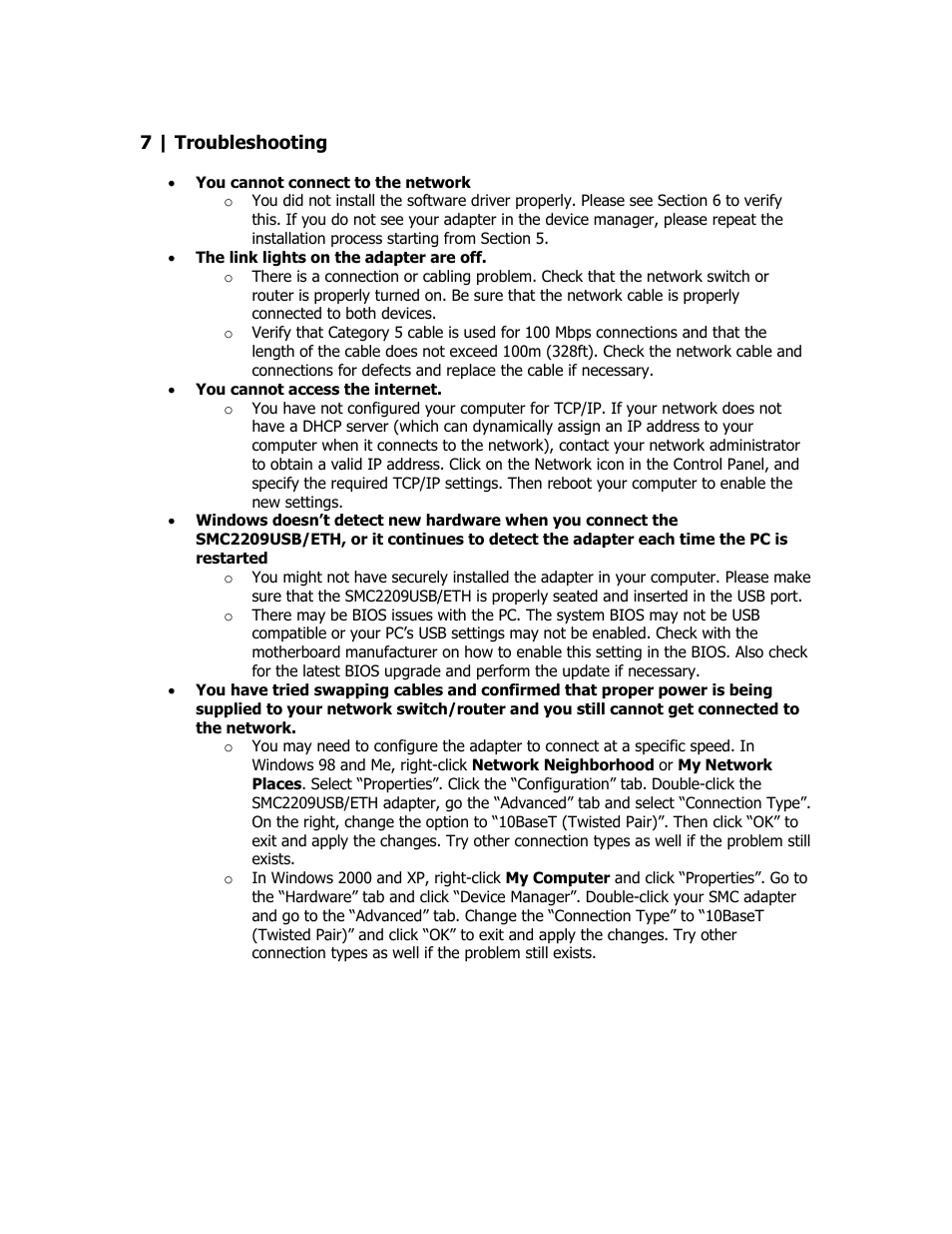 Troubleshooting | SMC Networks EZ Networking SMC2209USB/ETH User Manual | Page 11 / 17