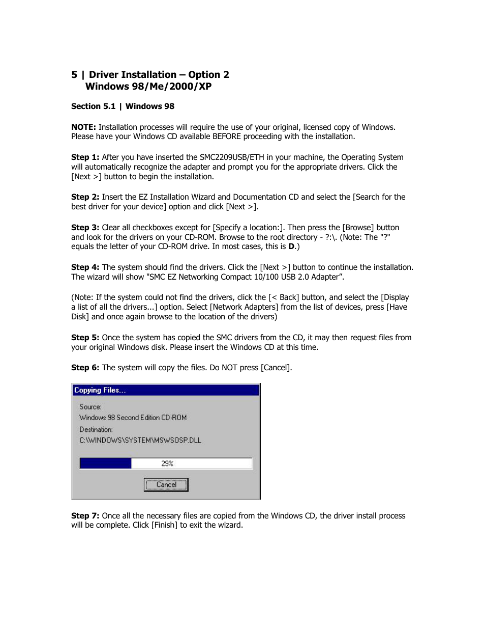 Driver installation - option 2 | SMC Networks EZ Networking SMC2209USB/ETH User Manual | Page 7 / 17