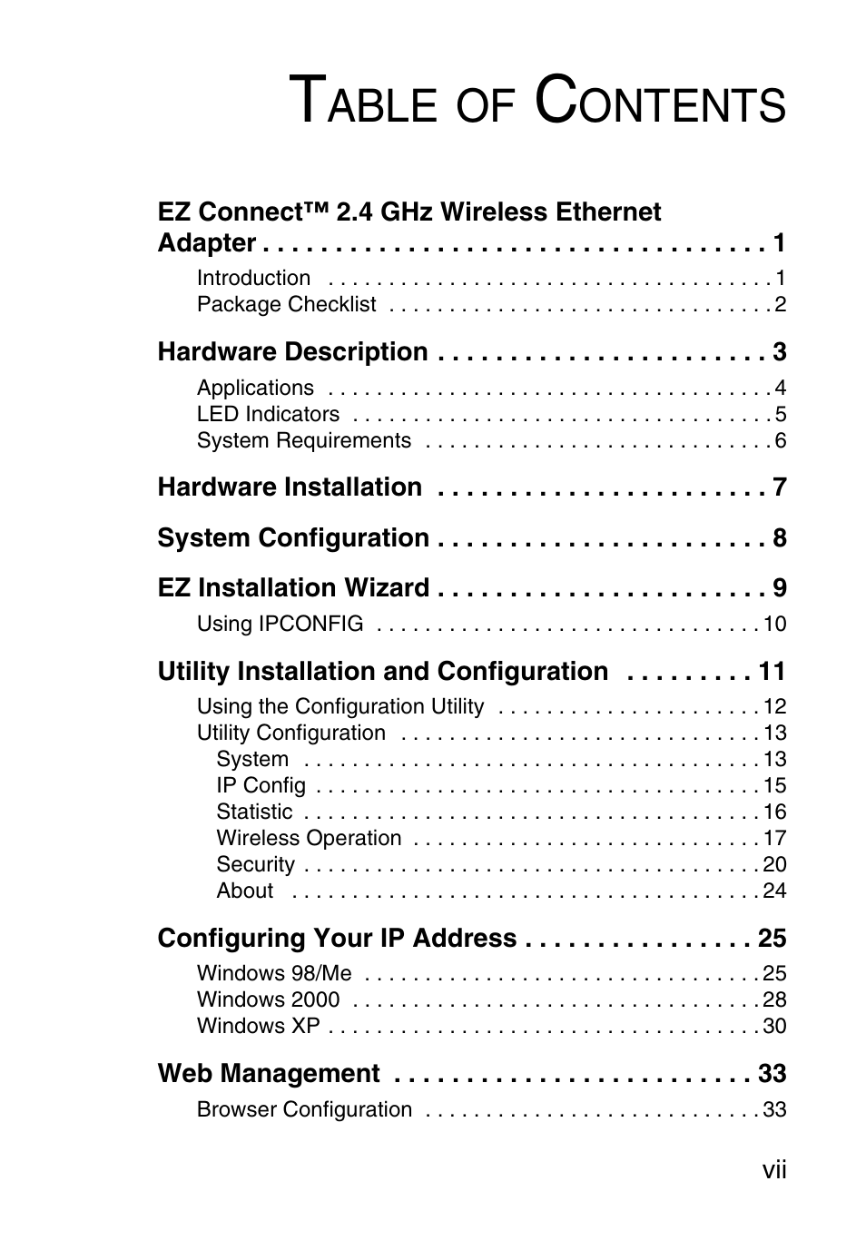 Able, Ontents | SMC Networks 5MC2671W User Manual | Page 11 / 76