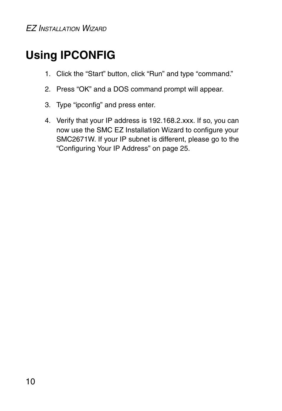 Using ipconfig | SMC Networks 5MC2671W User Manual | Page 22 / 76