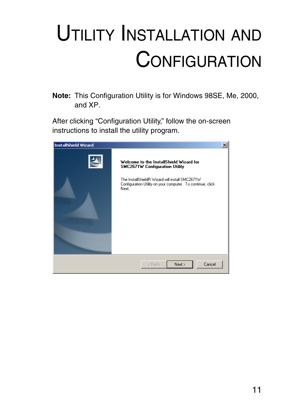 Utility installation and configuration | SMC Networks 5MC2671W User Manual | Page 23 / 76