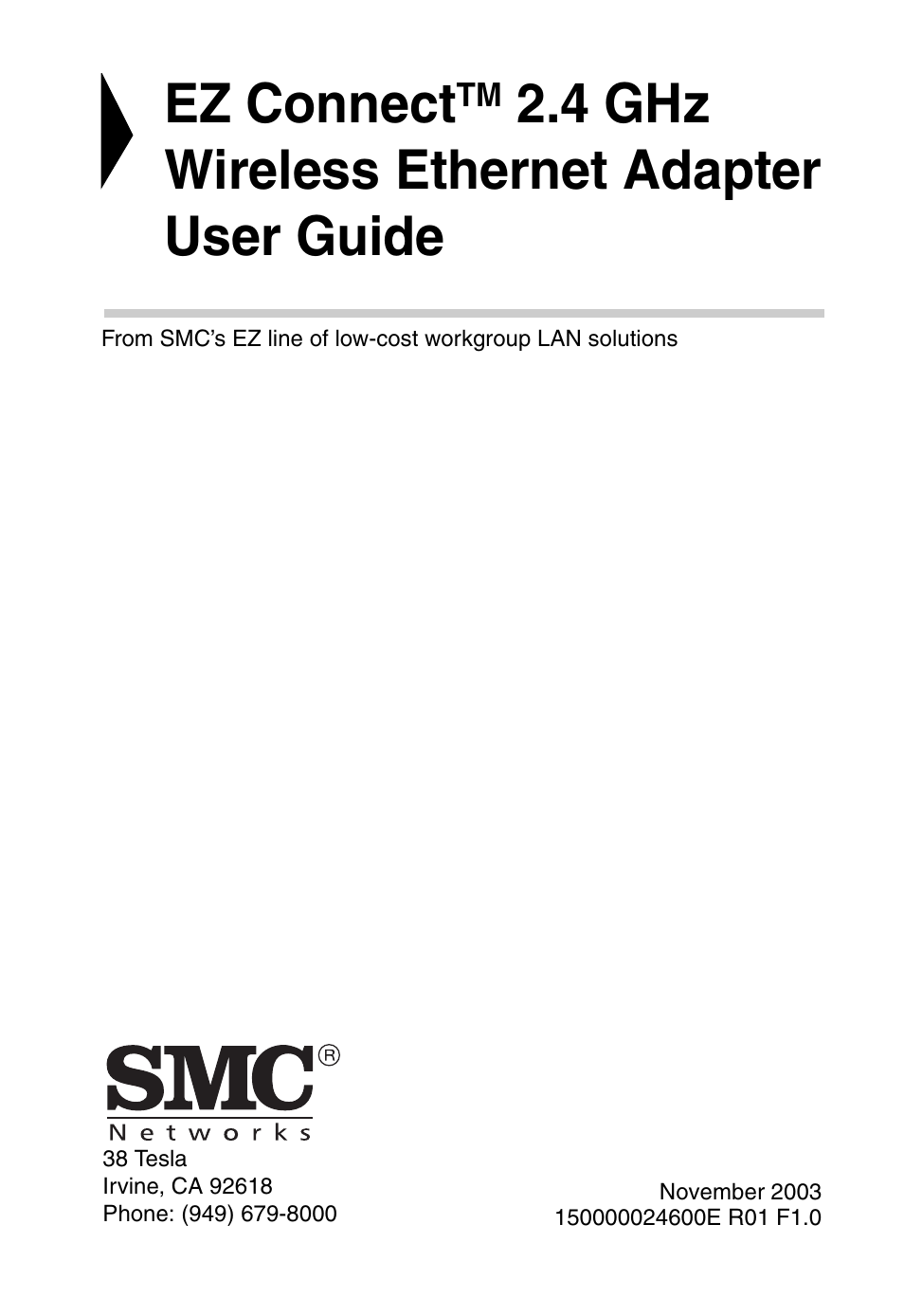 Ez connect, 4 ghz wireless ethernet adapter user guide | SMC Networks 5MC2671W User Manual | Page 3 / 76