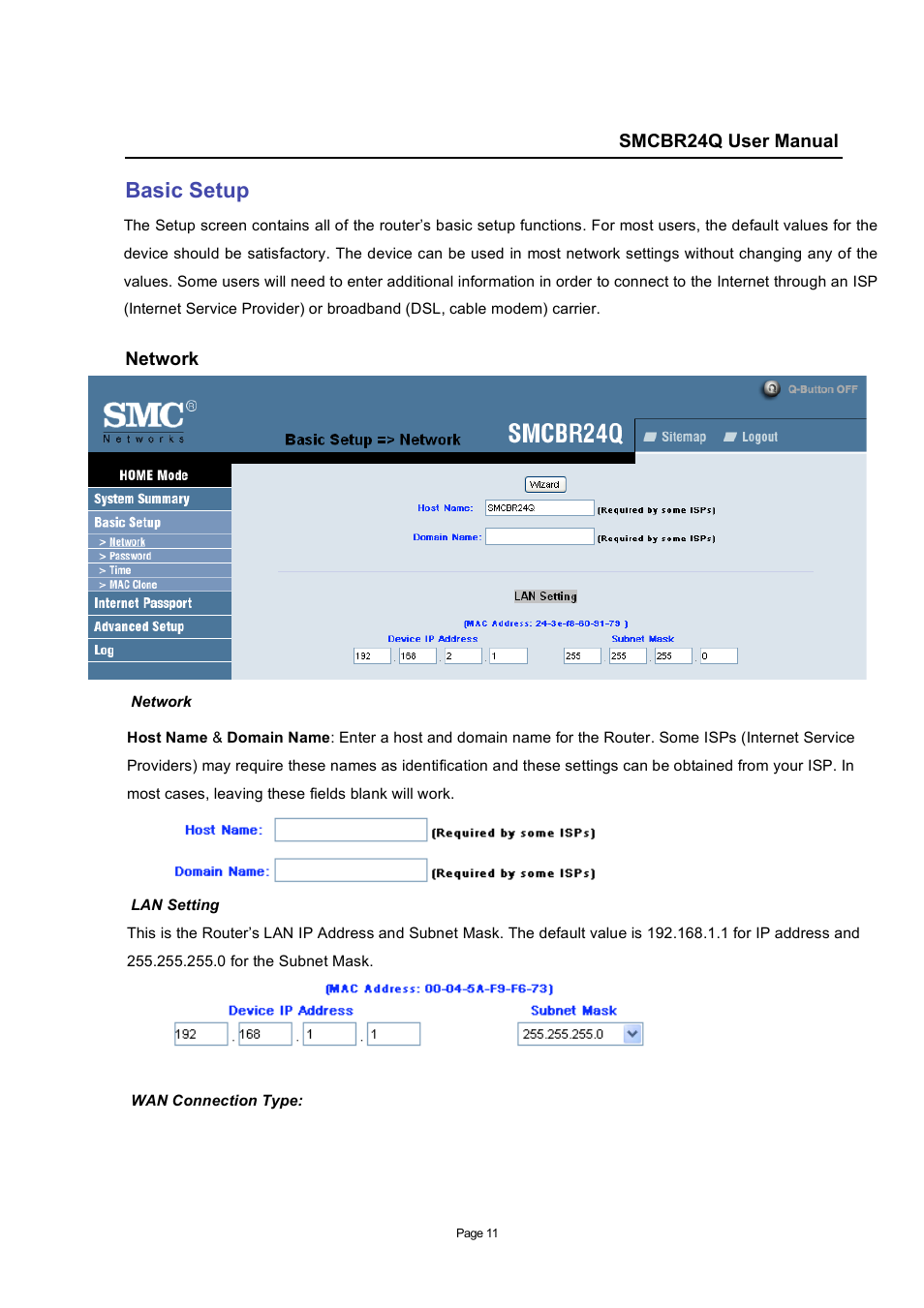 Basic setup | SMC Networks SMC Barricade SMCBR24Q User Manual | Page 11 / 94