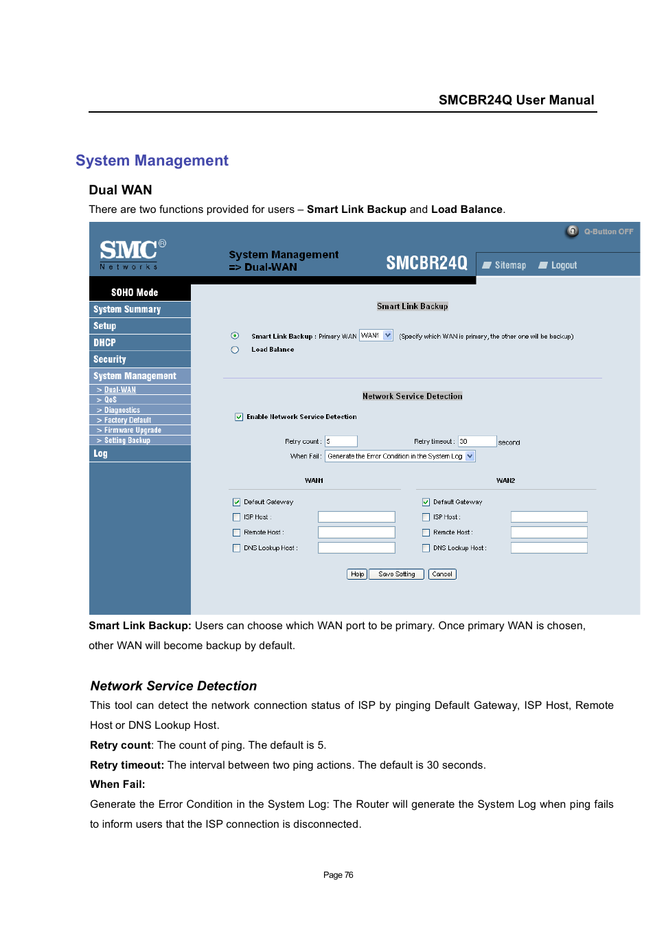 System management | SMC Networks SMC Barricade SMCBR24Q User Manual | Page 76 / 94