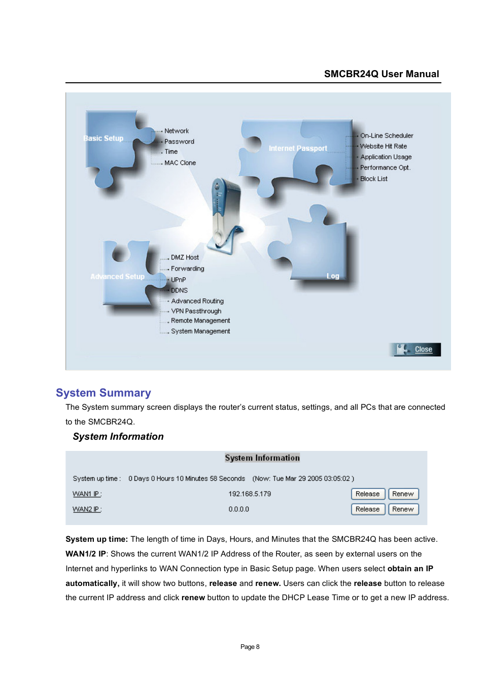 System summary | SMC Networks SMC Barricade SMCBR24Q User Manual | Page 8 / 94