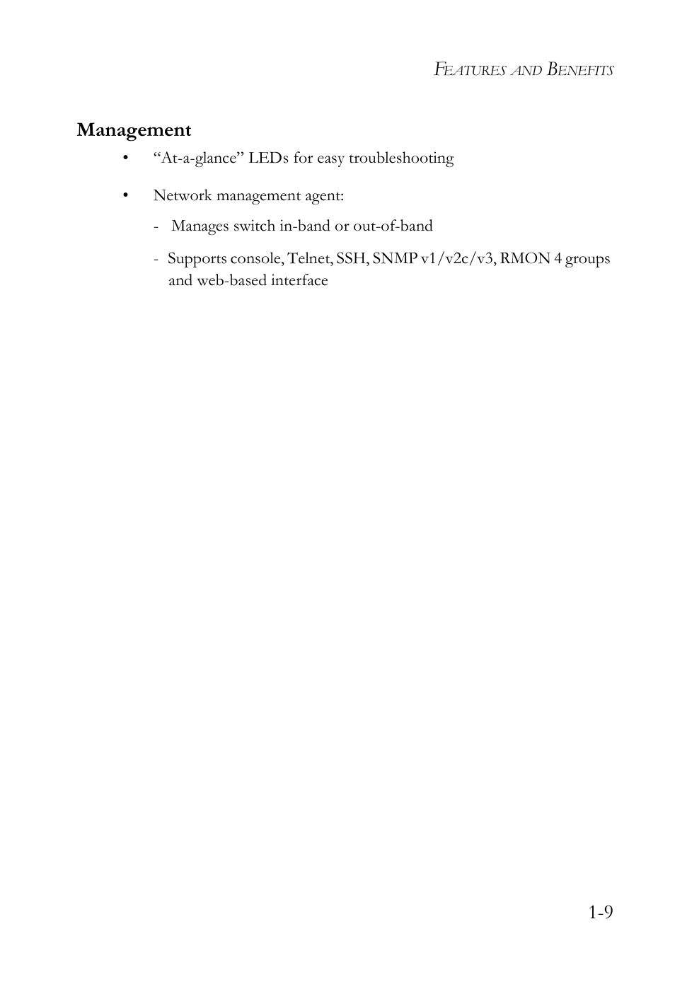 Management, Management -9, 9 management | SMC Networks 10G User Manual | Page 29 / 80