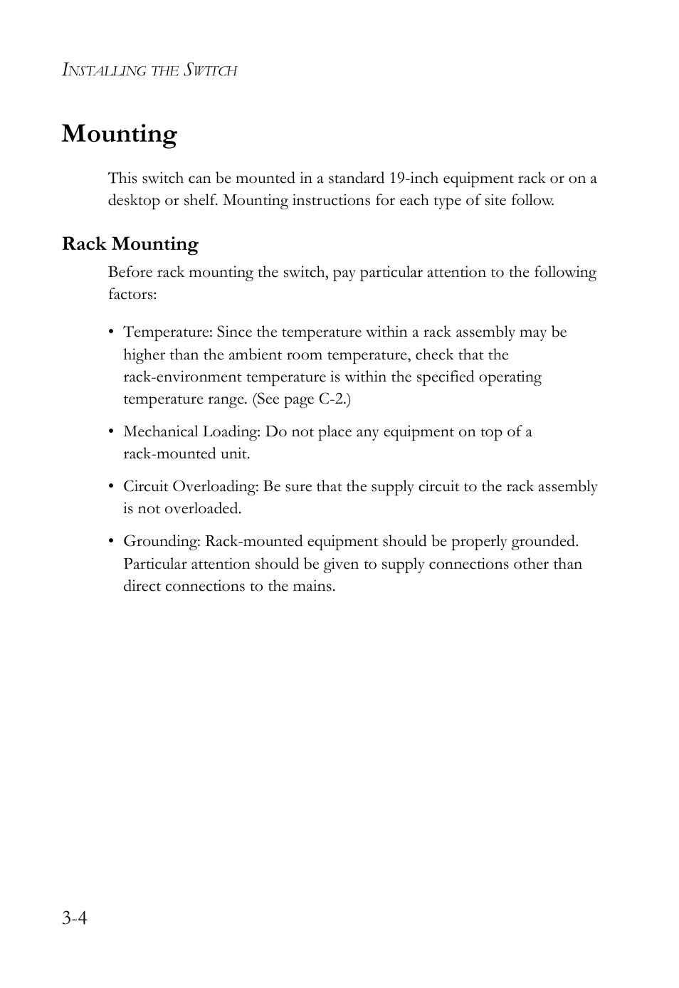 Mounting, Rack mounting, Mounting -4 | Rack mounting -4 | SMC Networks 10G User Manual | Page 40 / 80