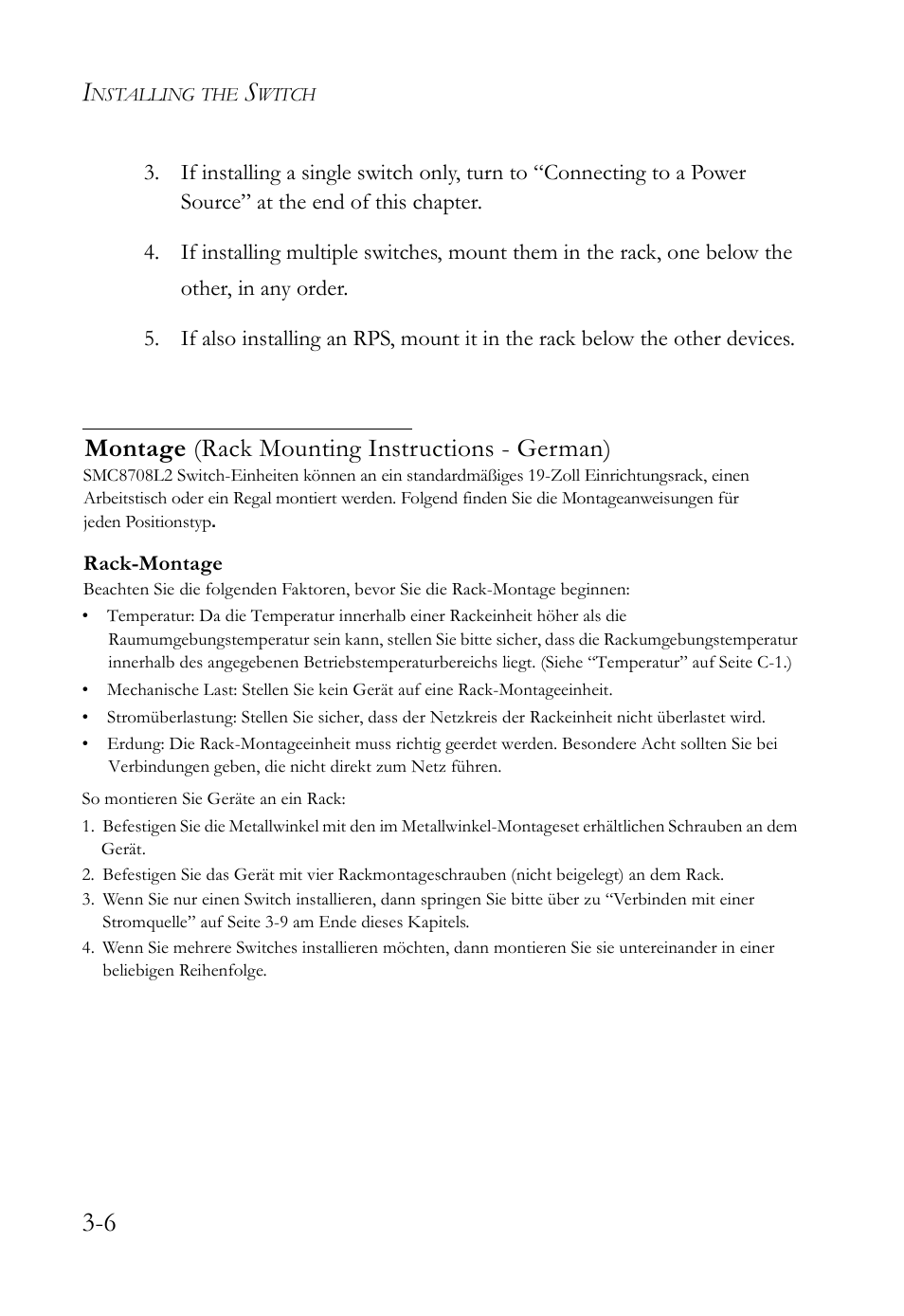 Montage (rack mounting instructions - german) | SMC Networks 10G User Manual | Page 42 / 80