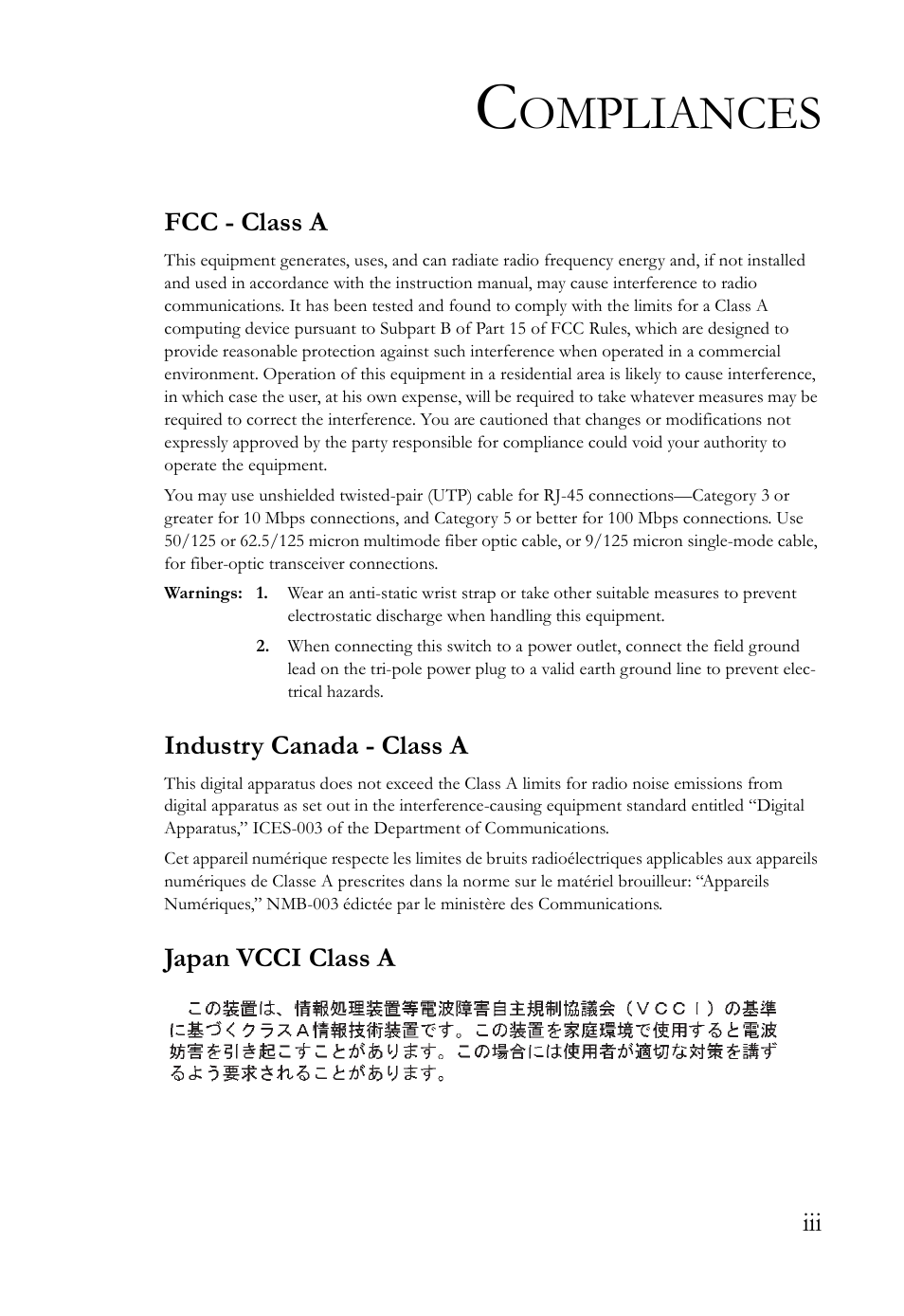 Ompliances | SMC Networks 10G User Manual | Page 7 / 80