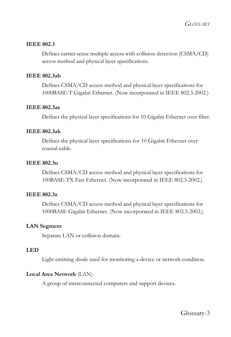 Glossary-3 | SMC Networks 10G User Manual | Page 71 / 80