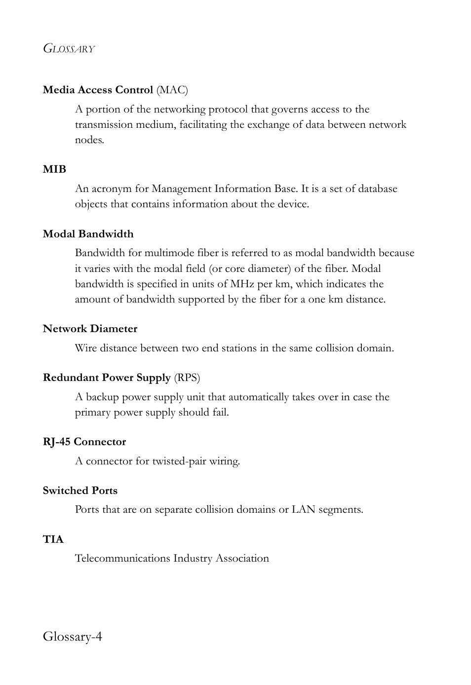 Glossary-4 | SMC Networks 10G User Manual | Page 72 / 80