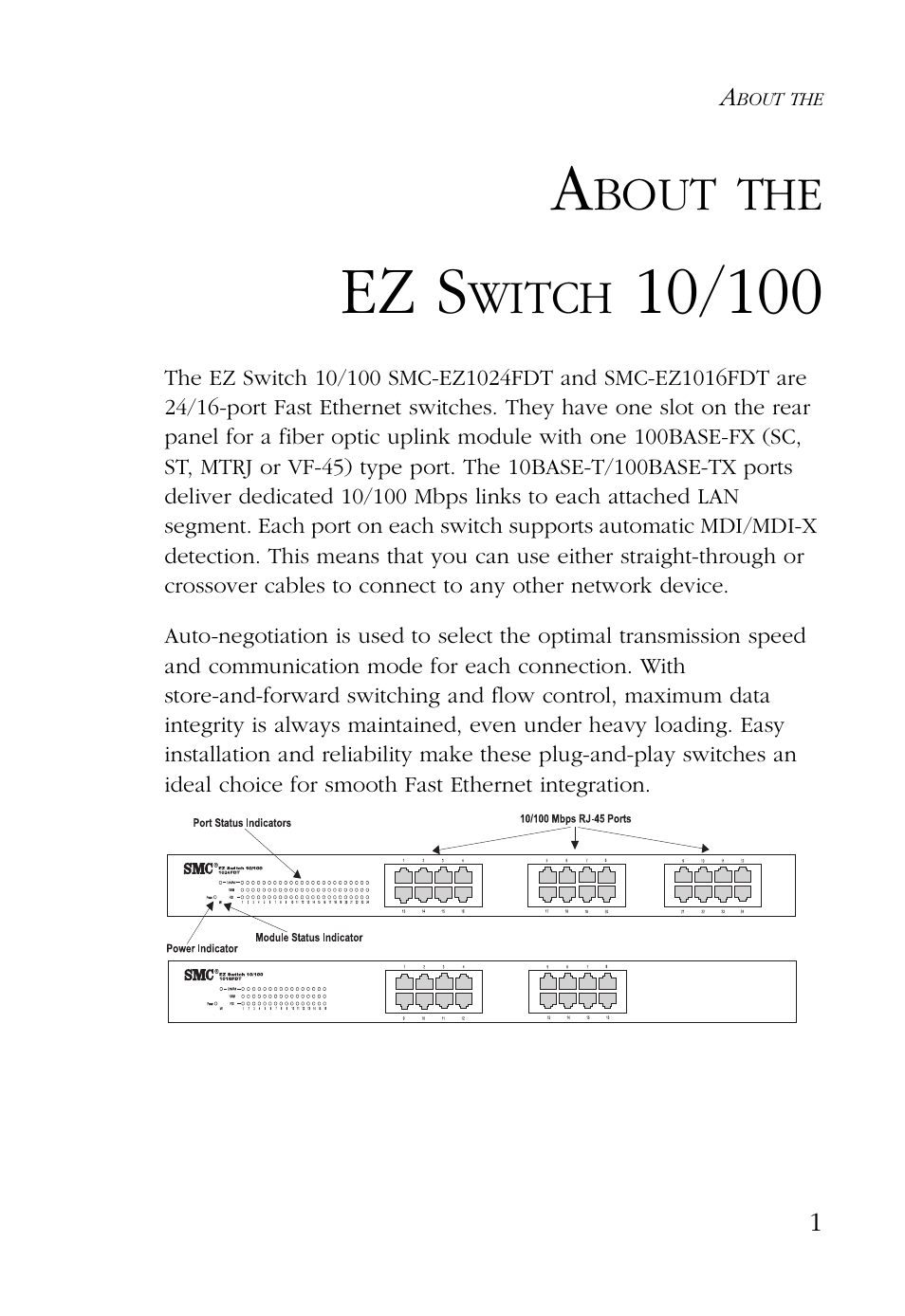 About the, Ez switch 10/100, Able | Ontents, About the ez switch 10/100, Ez s, Bout, Witch | SMC Networks 24/16 User Manual | Page 12 / 31