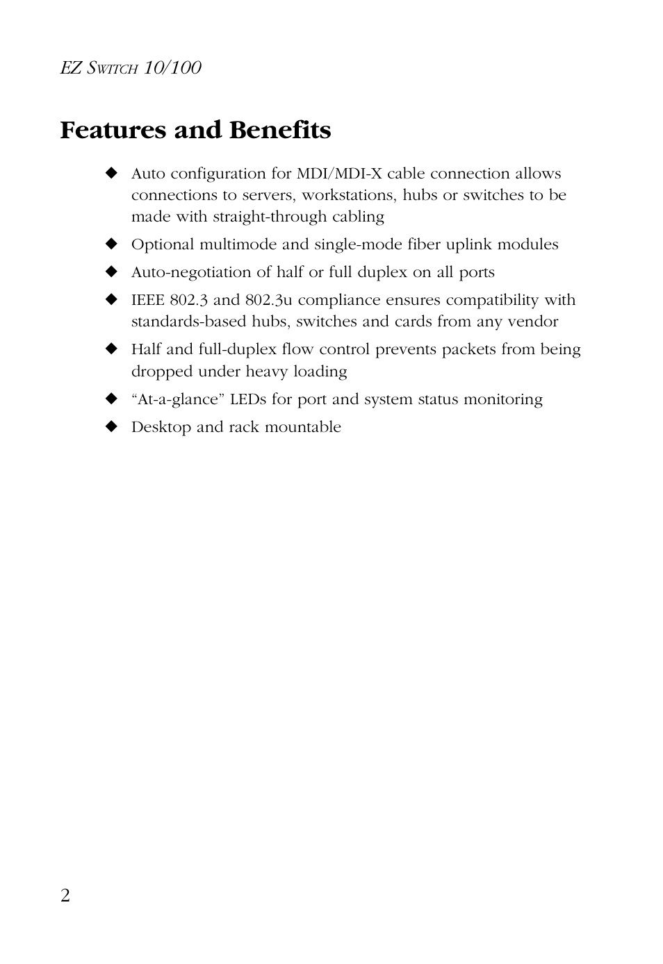 Features and benefits | SMC Networks 24/16 User Manual | Page 13 / 31