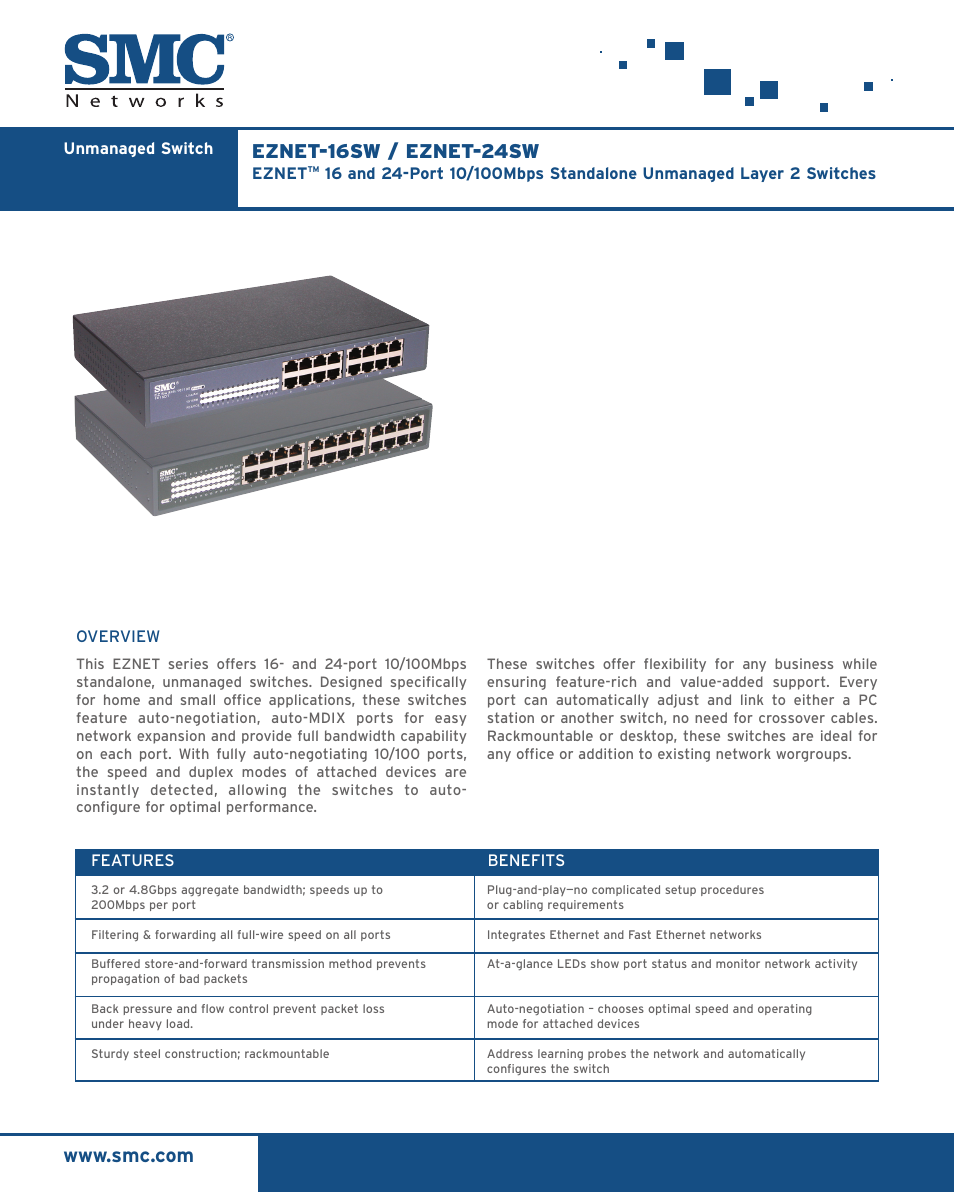 SMC Networks EZ Net 16SW EZNET-16SW User Manual | 2 pages