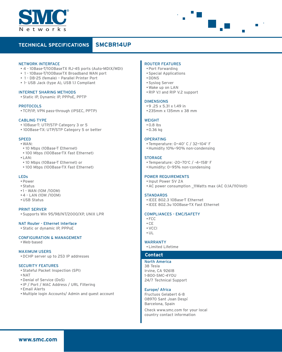 Smcbr14up | SMC Networks SMC Barricade SMCBR14UP User Manual | Page 2 / 2