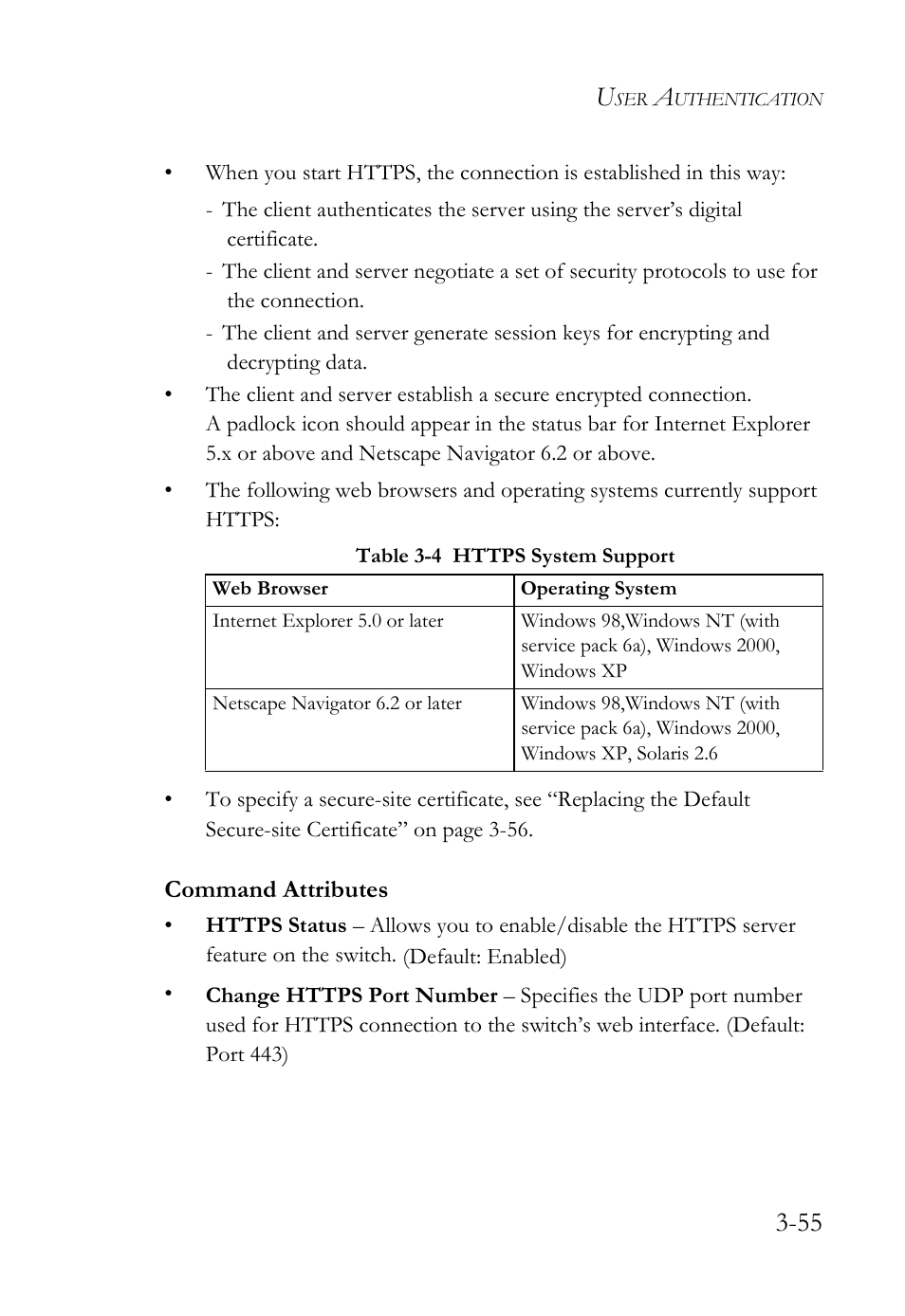 Table 3-4, Https system support -55 | SMC Networks SMC TigerStack IV SMC6224M User Manual | Page 109 / 522