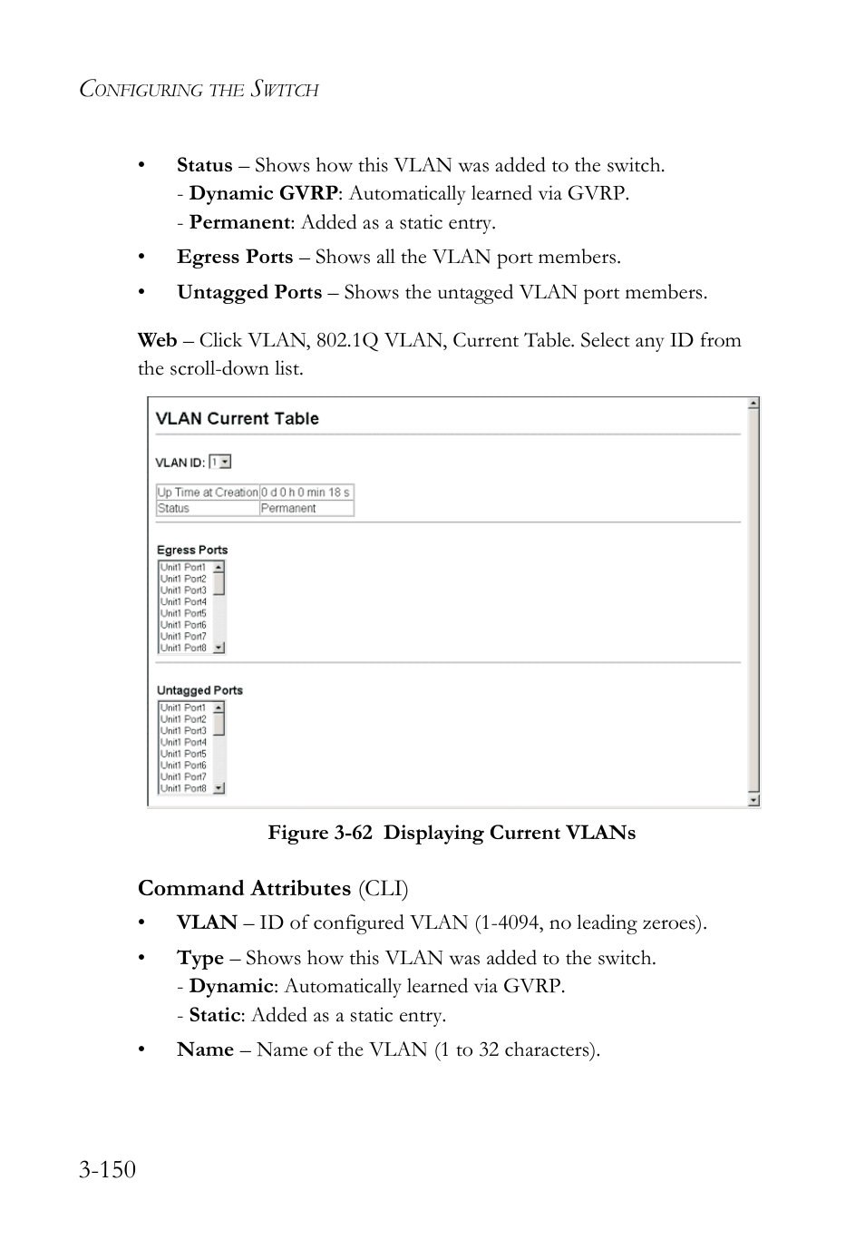 Figure 3-62 displaying current vlans -150 | SMC Networks SMC TigerStack IV SMC6224M User Manual | Page 204 / 522