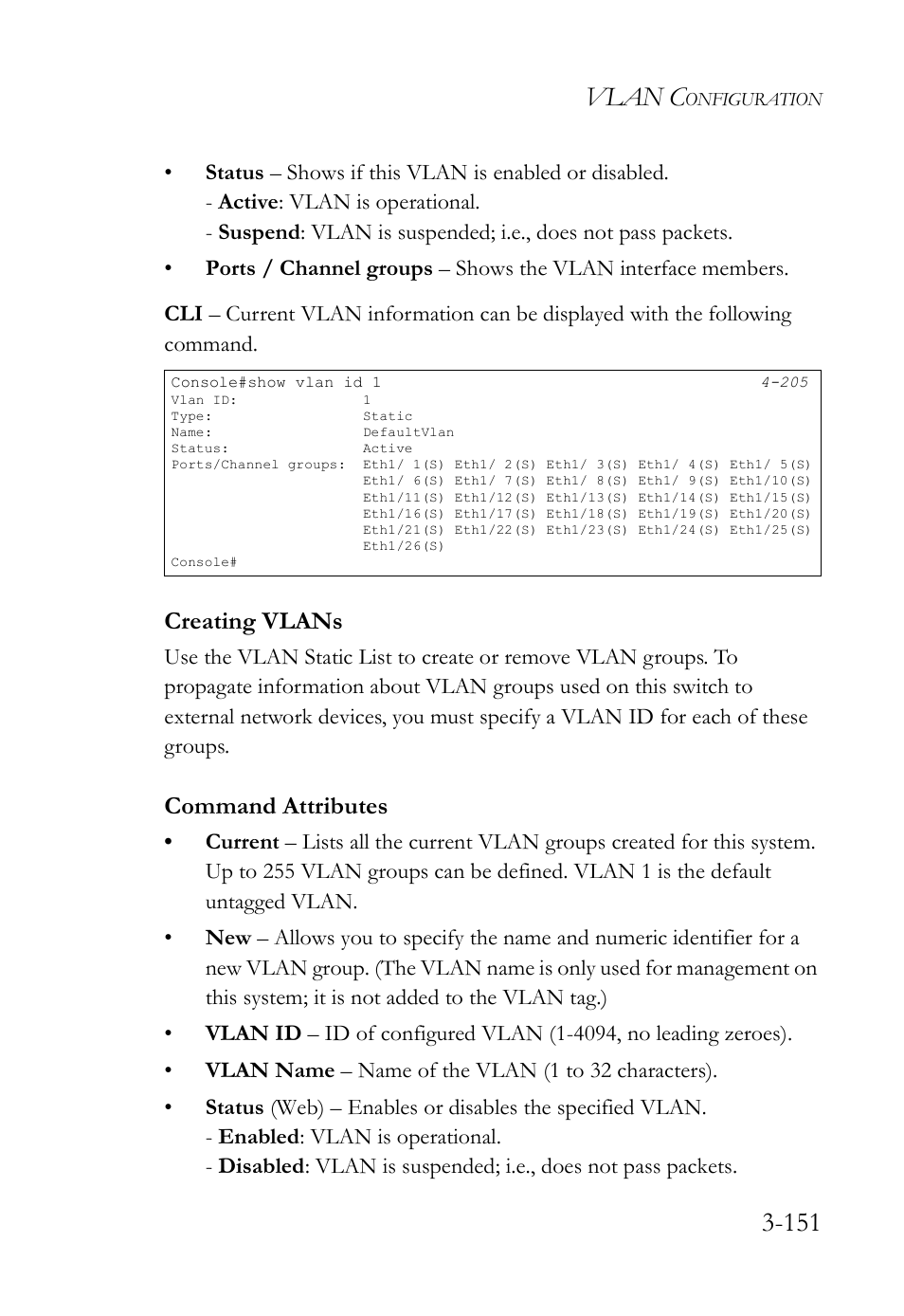 Creating vlans, Creating vlans -151, Vlan c | SMC Networks SMC TigerStack IV SMC6224M User Manual | Page 205 / 522