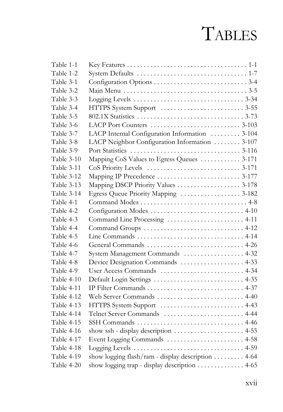 Ables | SMC Networks SMC TigerStack IV SMC6224M User Manual | Page 21 / 522