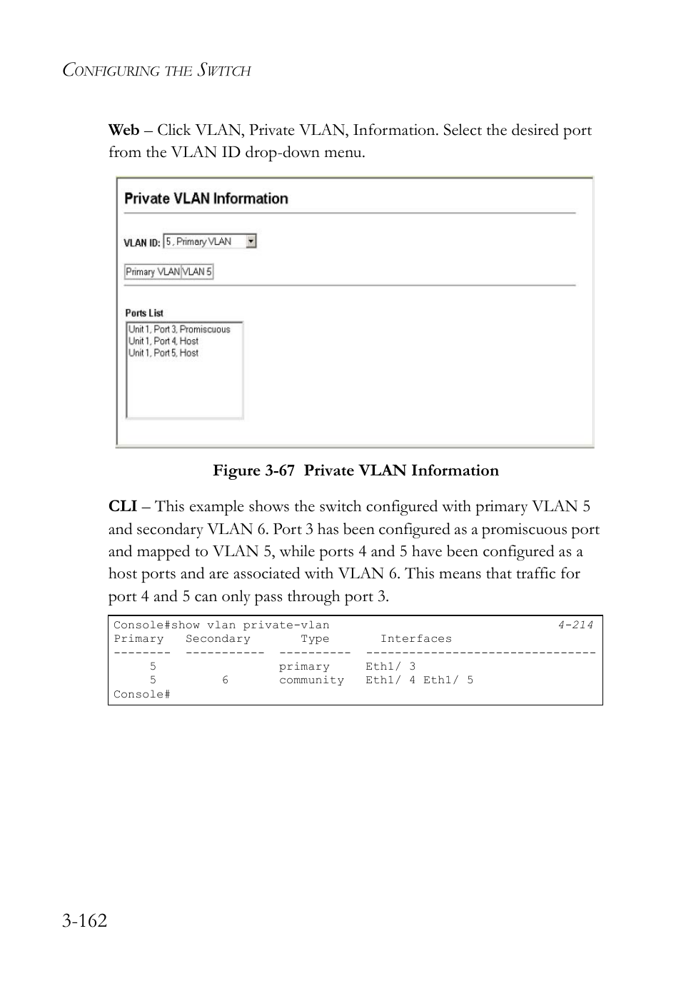 Figure 3-67 private vlan information -162 | SMC Networks SMC TigerStack IV SMC6224M User Manual | Page 216 / 522