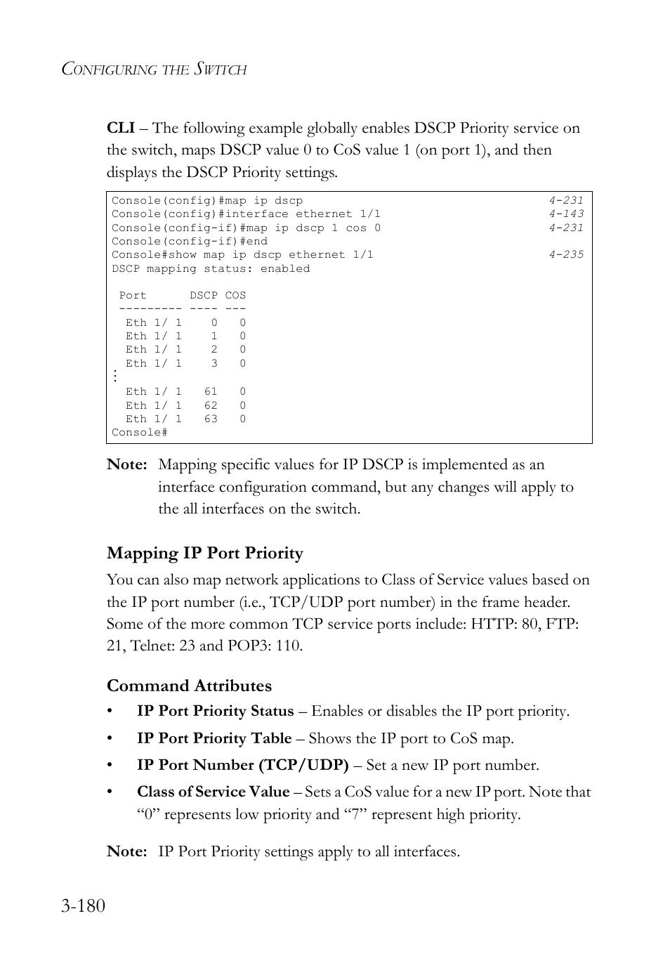 Mapping ip port priority, Mapping ip port priority -180, Command attributes | SMC Networks SMC TigerStack IV SMC6224M User Manual | Page 234 / 522