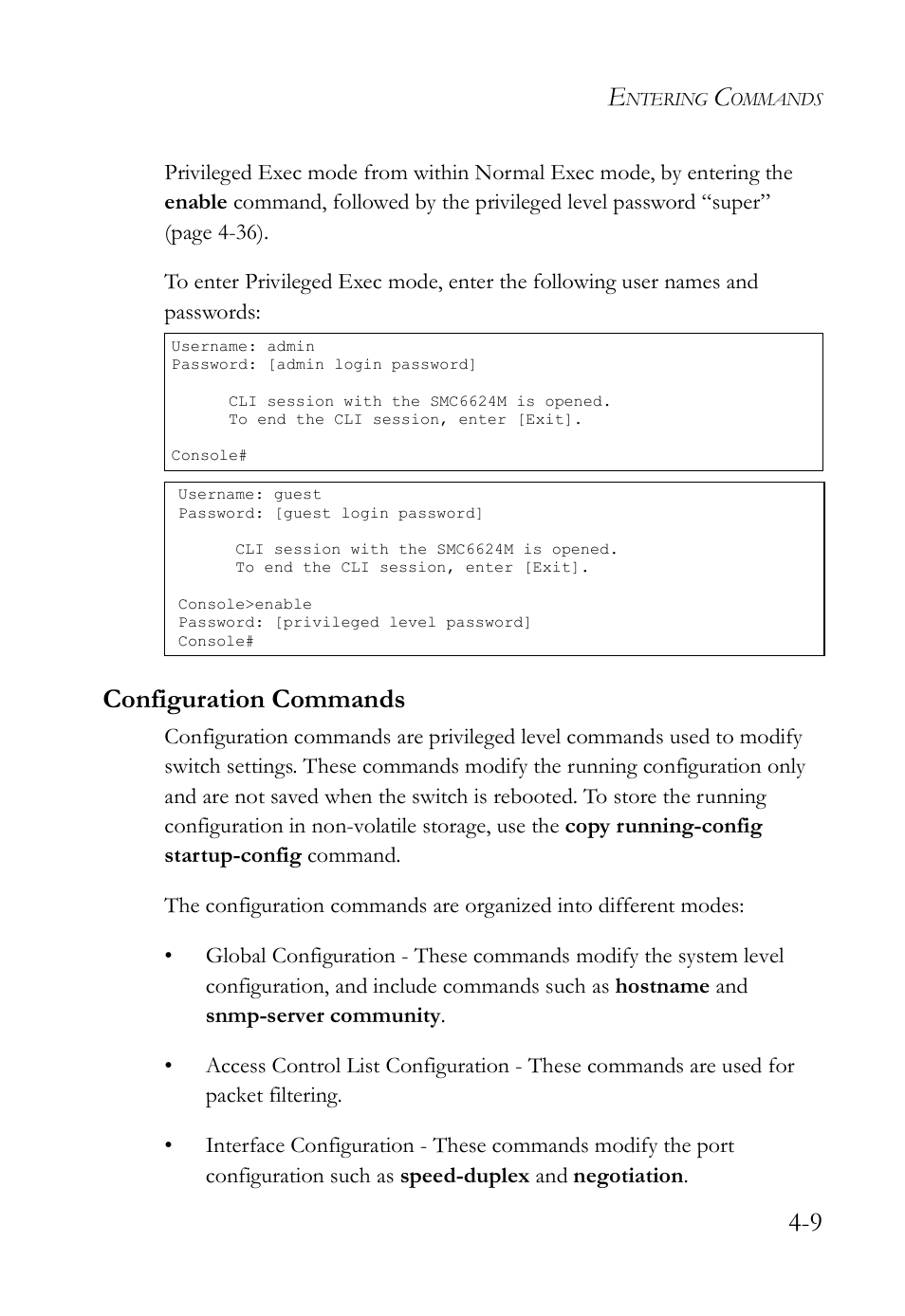 Configuration commands, Configuration commands -9 | SMC Networks SMC TigerStack IV SMC6224M User Manual | Page 257 / 522
