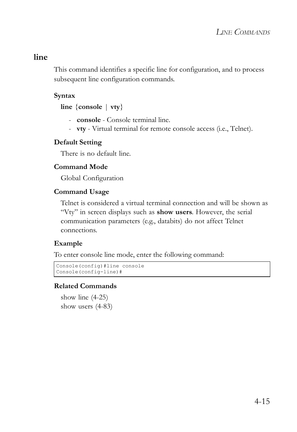 Line, Line -15, 15 line | SMC Networks SMC TigerStack IV SMC6224M User Manual | Page 263 / 522