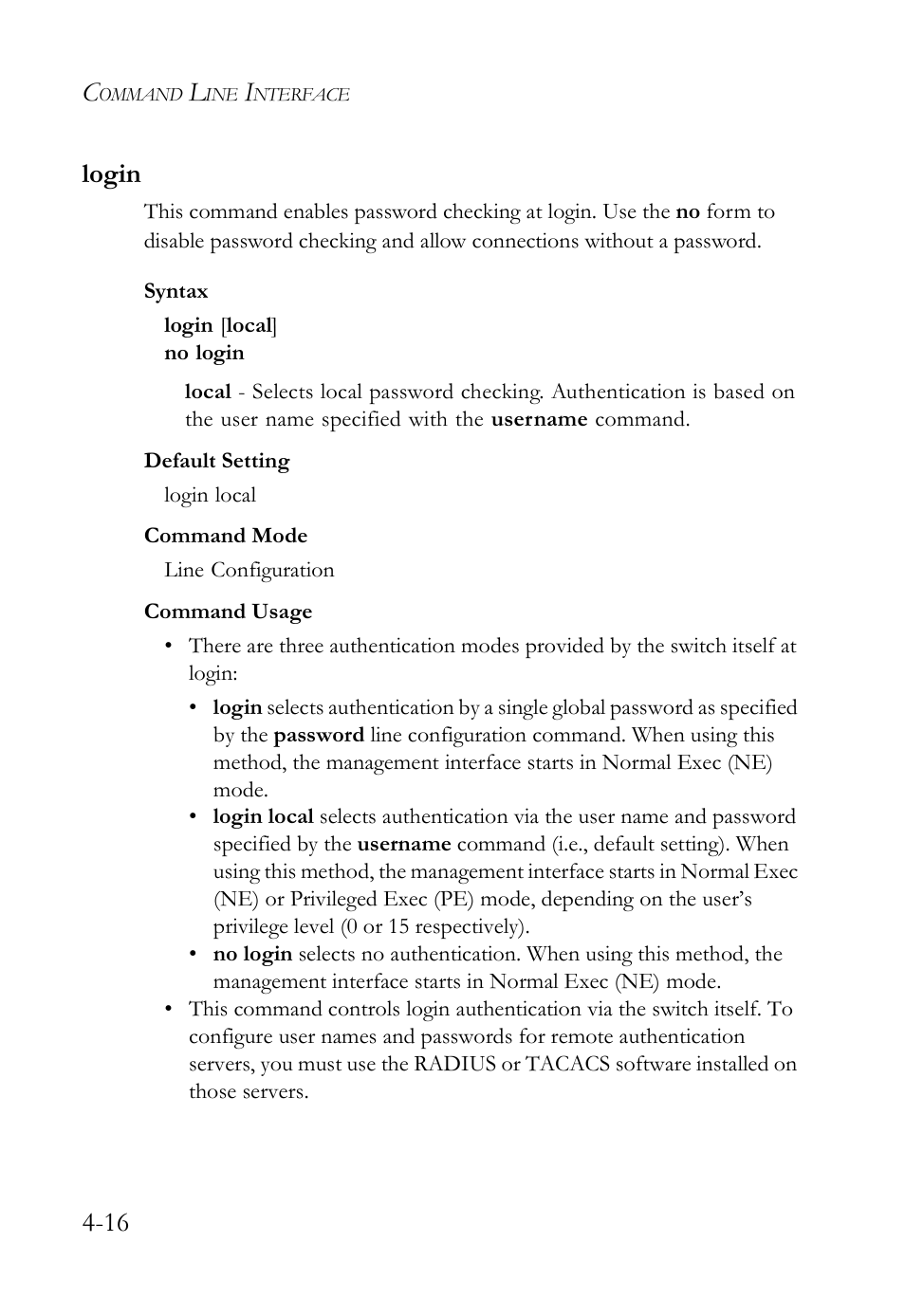 Login, Login -16, 16 login | SMC Networks SMC TigerStack IV SMC6224M User Manual | Page 264 / 522