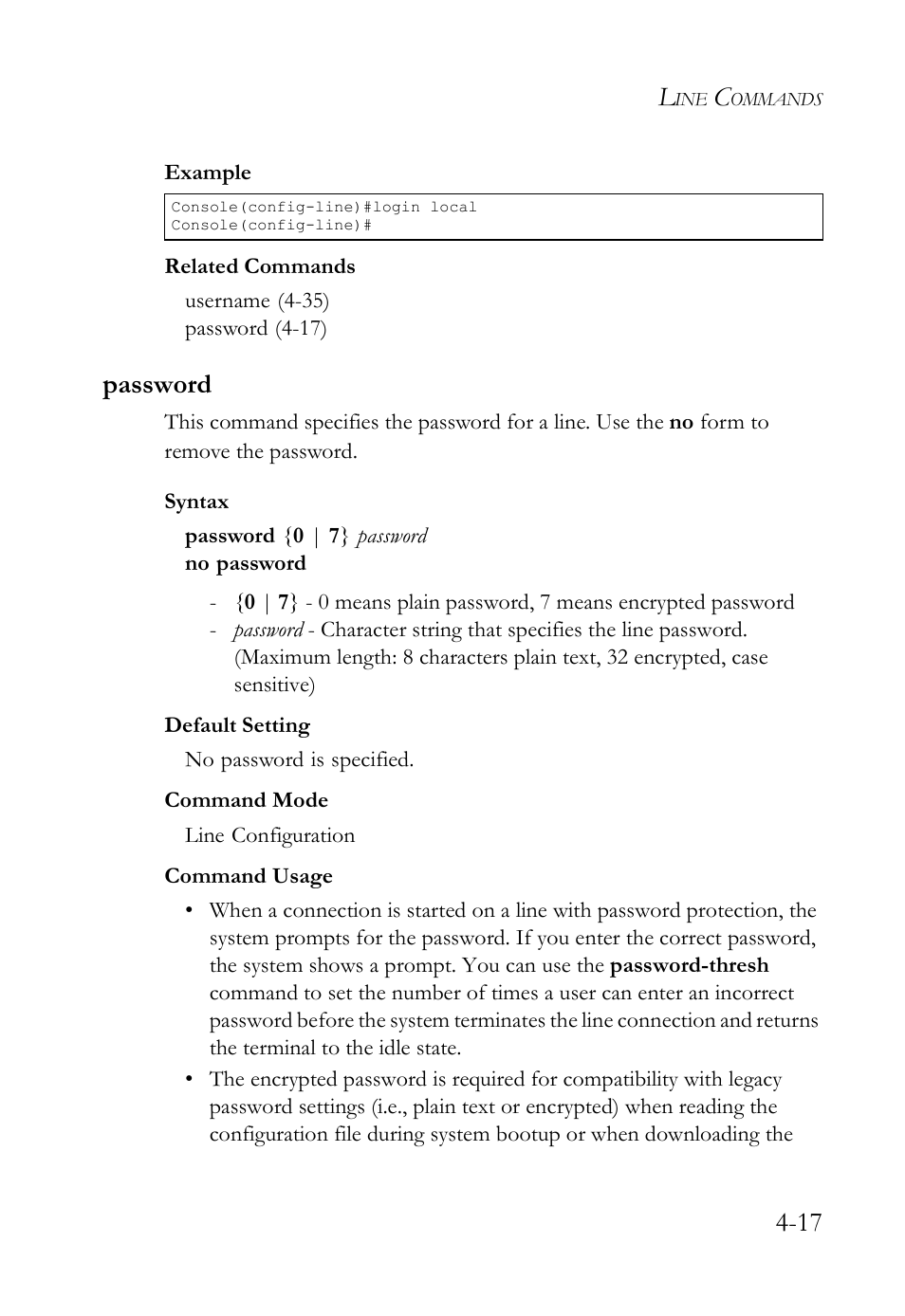 Password, Password -17 | SMC Networks SMC TigerStack IV SMC6224M User Manual | Page 265 / 522
