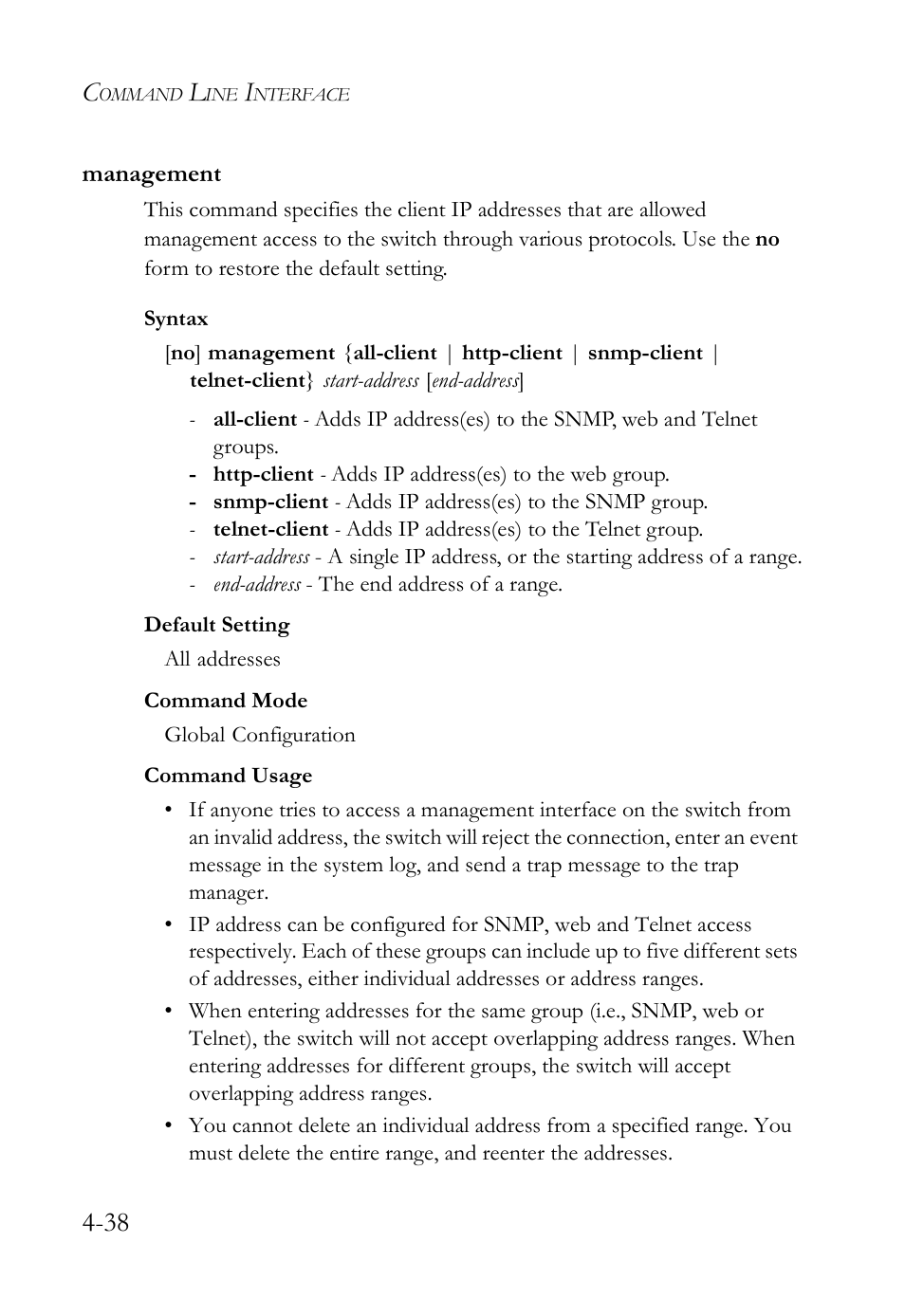 Management, Management -38 | SMC Networks SMC TigerStack IV SMC6224M User Manual | Page 286 / 522