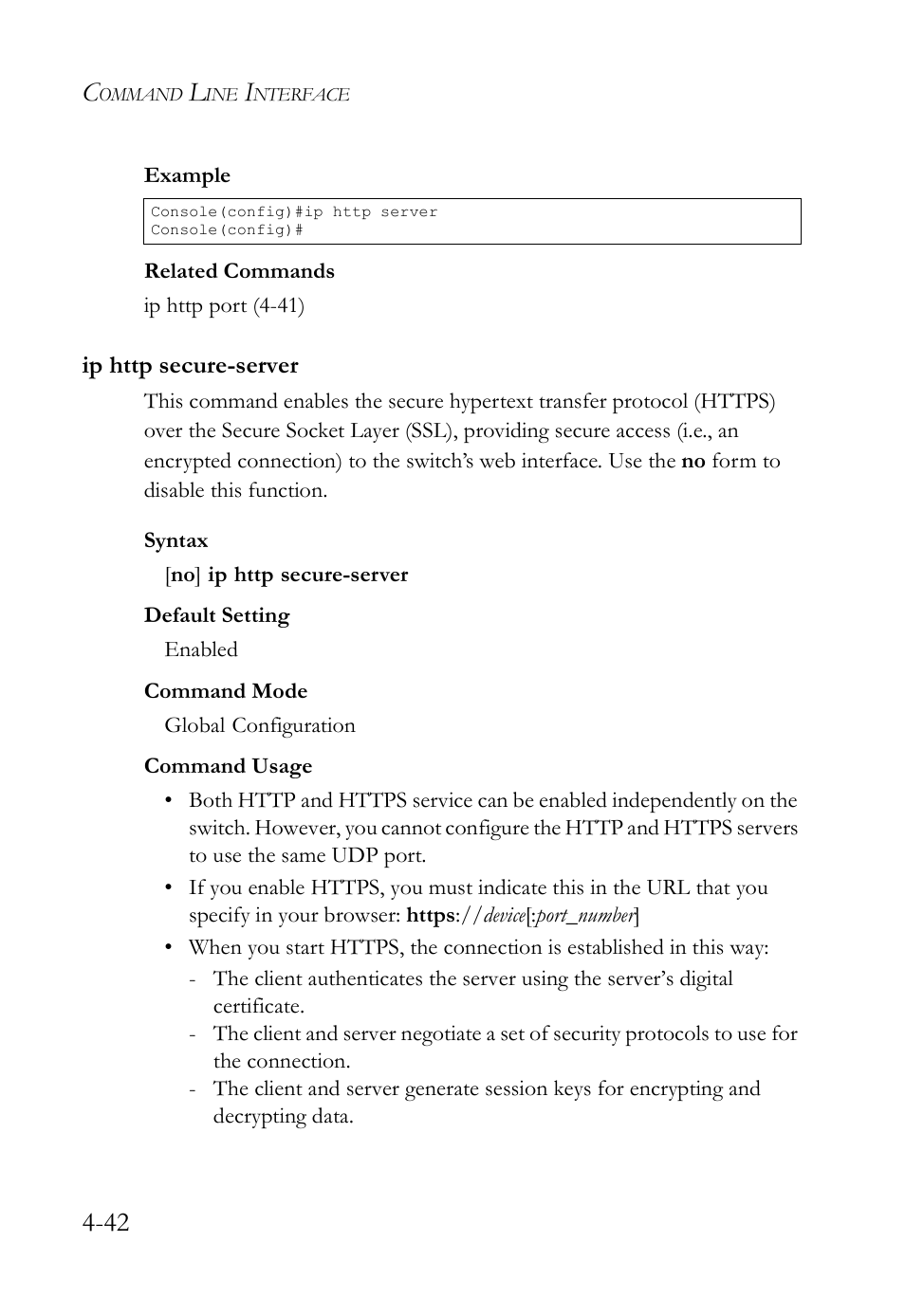 Ip http secure-server, Ip http secure-server -42 | SMC Networks SMC TigerStack IV SMC6224M User Manual | Page 290 / 522