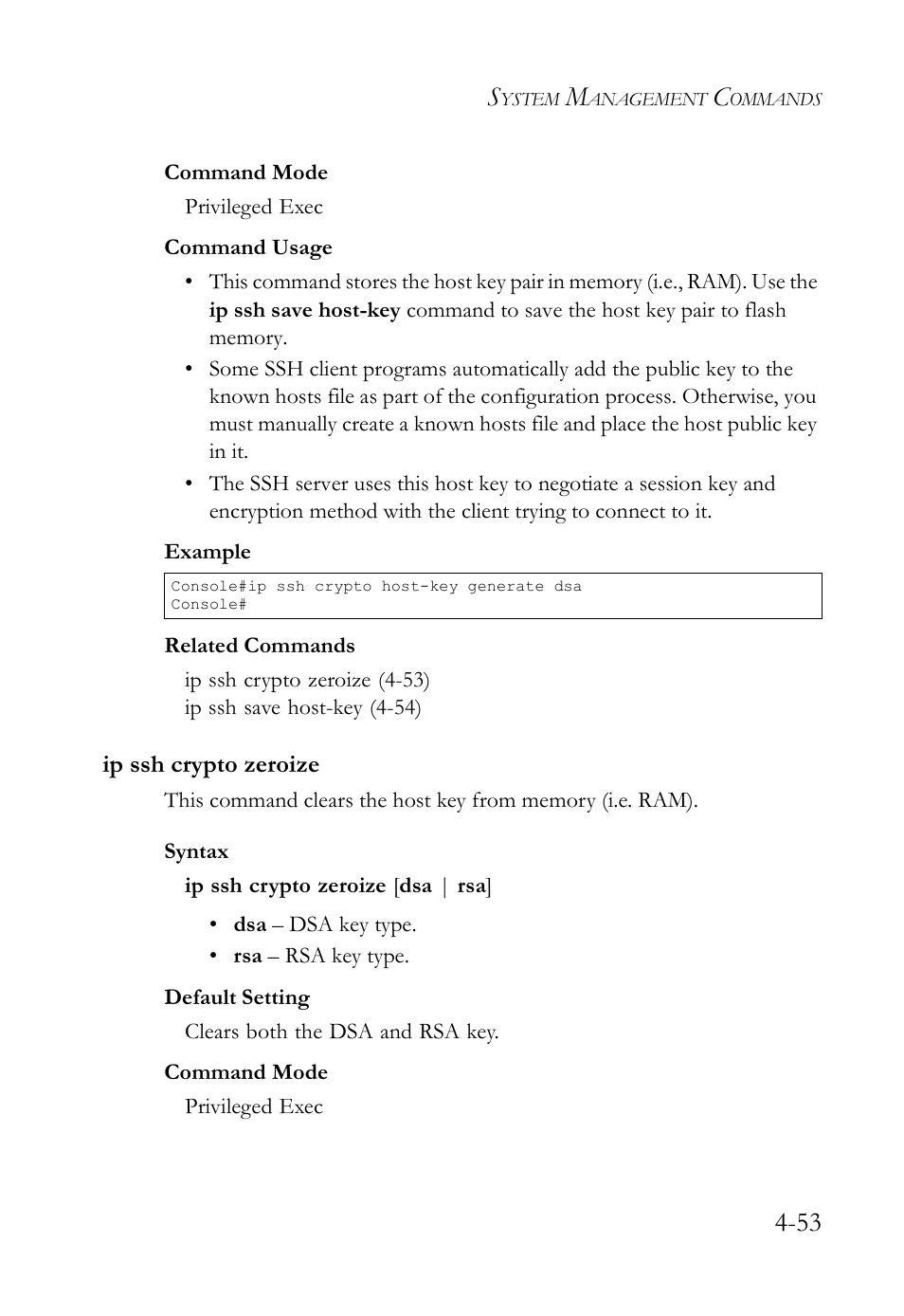Ip ssh crypto zeroize, Ip ssh crypto zeroize -53 | SMC Networks SMC TigerStack IV SMC6224M User Manual | Page 301 / 522