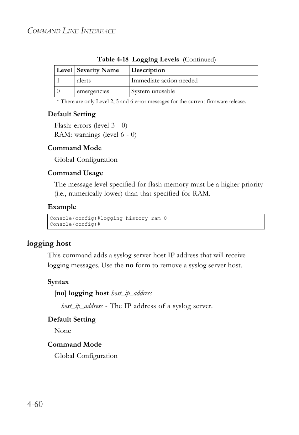 Logging host, Logging host -60 | SMC Networks SMC TigerStack IV SMC6224M User Manual | Page 308 / 522