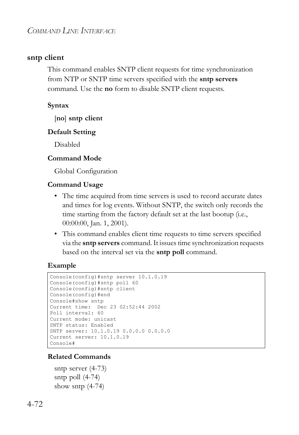 Sntp client, Sntp client -72 | SMC Networks SMC TigerStack IV SMC6224M User Manual | Page 320 / 522