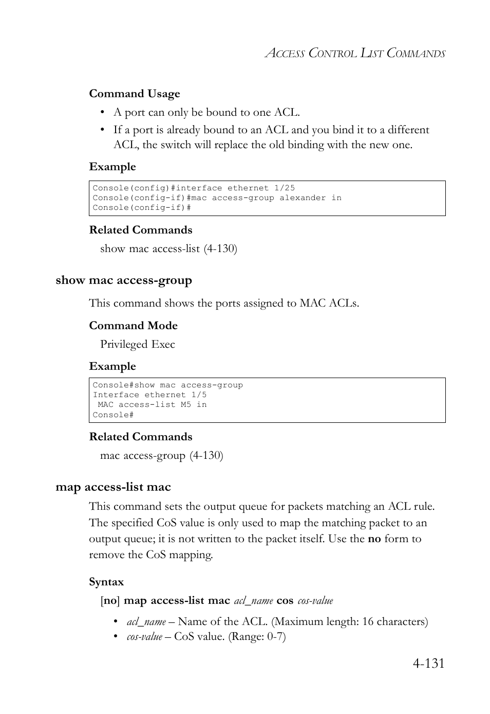 Show mac access-group, Map access-list mac | SMC Networks SMC TigerStack IV SMC6224M User Manual | Page 379 / 522